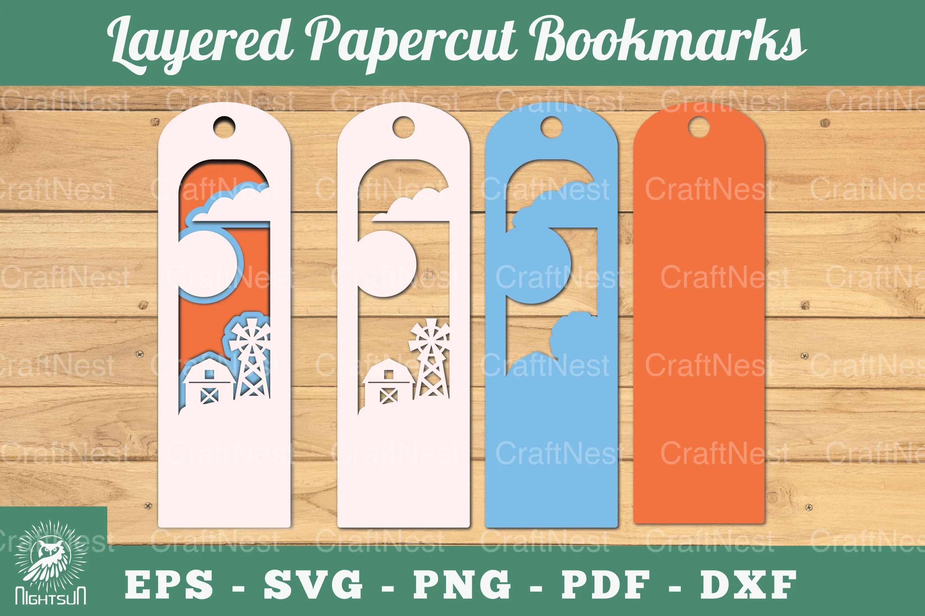 Farm House Layered Papercut Bookmarks Clipart Bundle