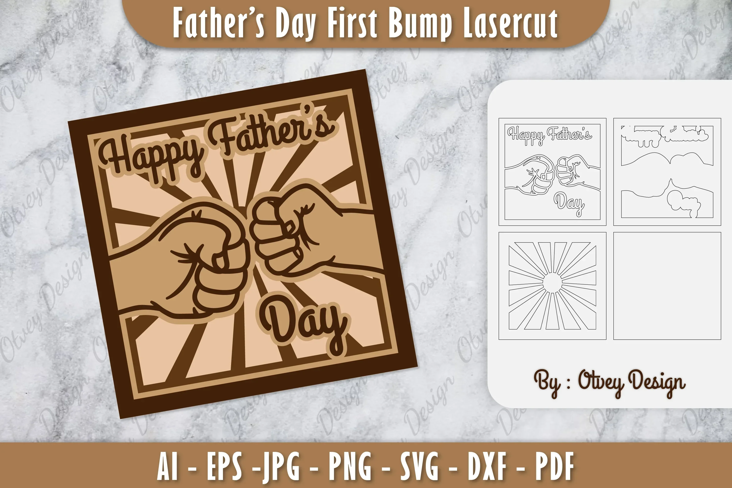 Father's Day Fist Bump Layered Laser Cut SVG Bundle