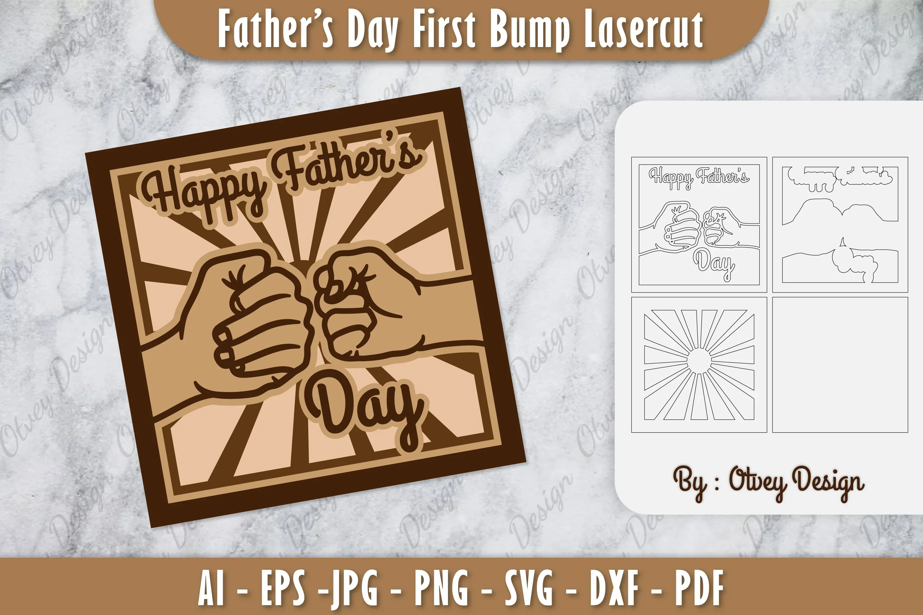 Father's Day Fist Bump Layered Laser Cut SVG Bundle