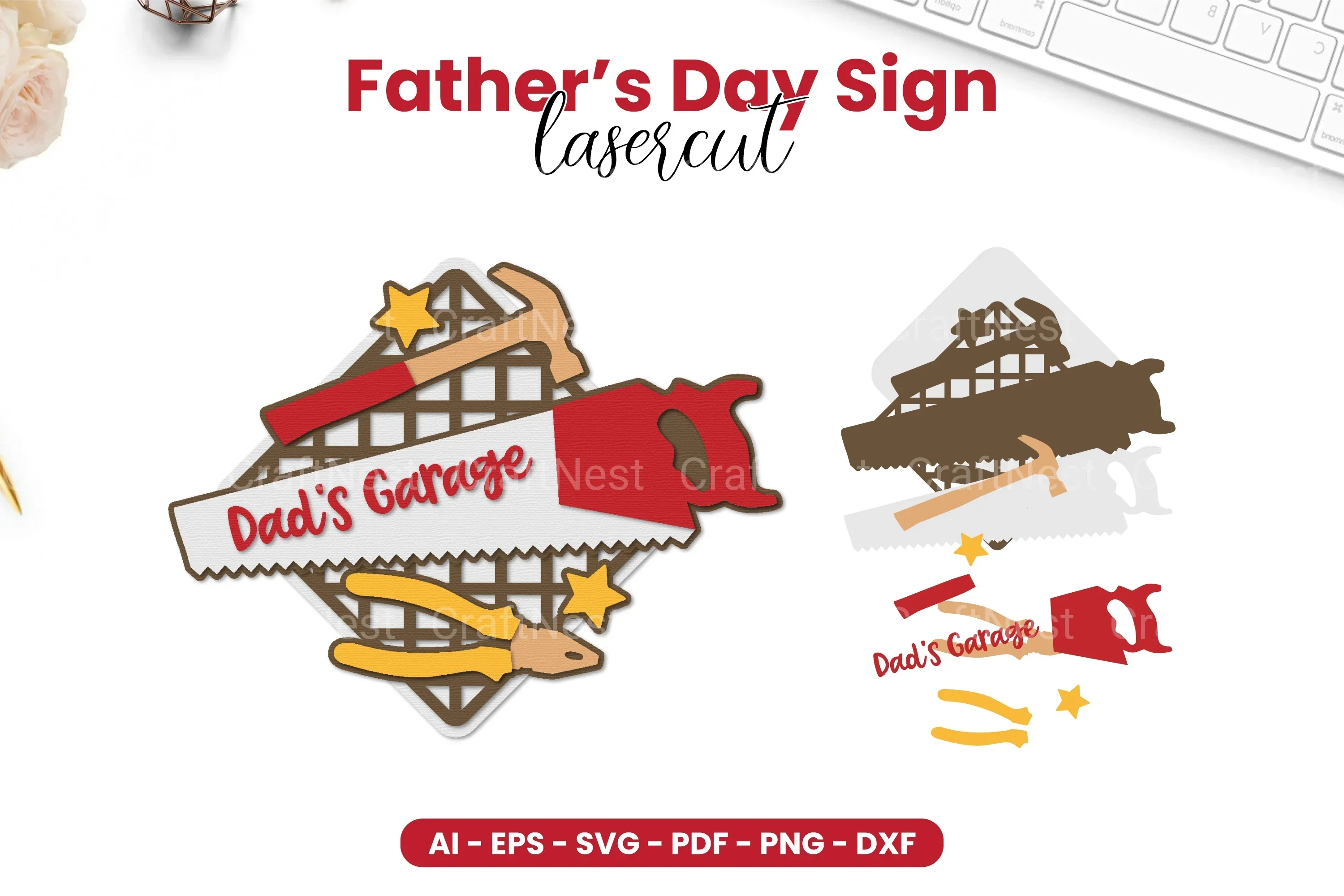 Father's Day Sign Laser Cut SVG Bundle