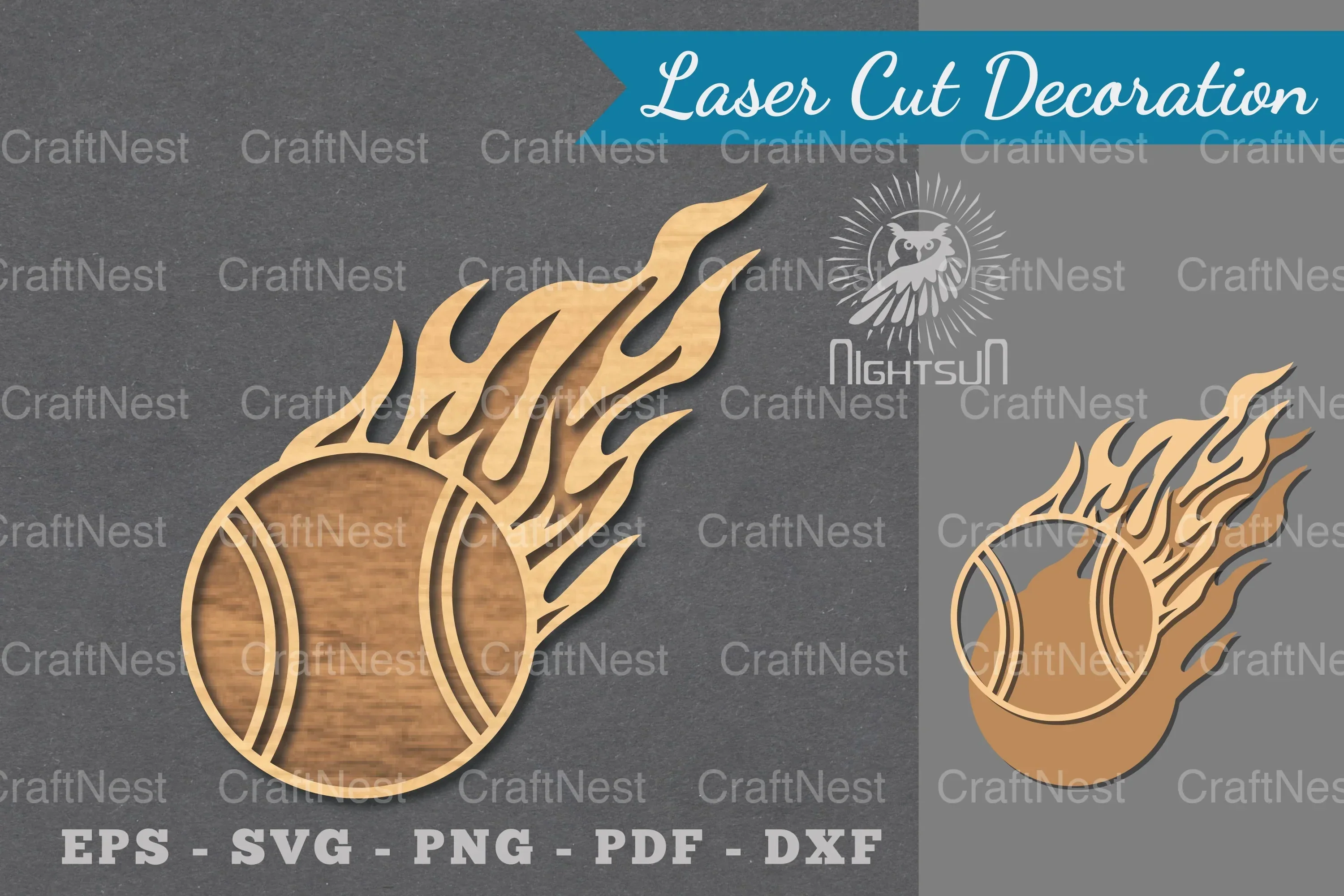 Fire Baseball Laser Cut Decoration Clipart Bundle