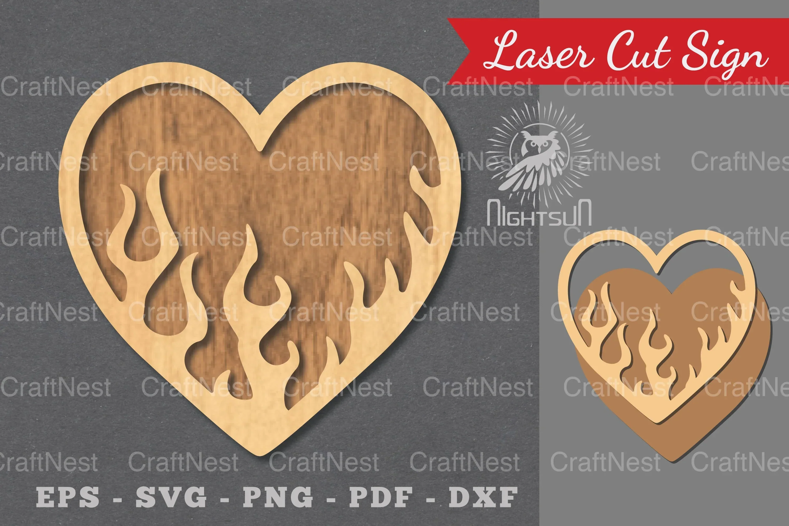 Fire Heart Laser Cut Decoration Clipart Bundle