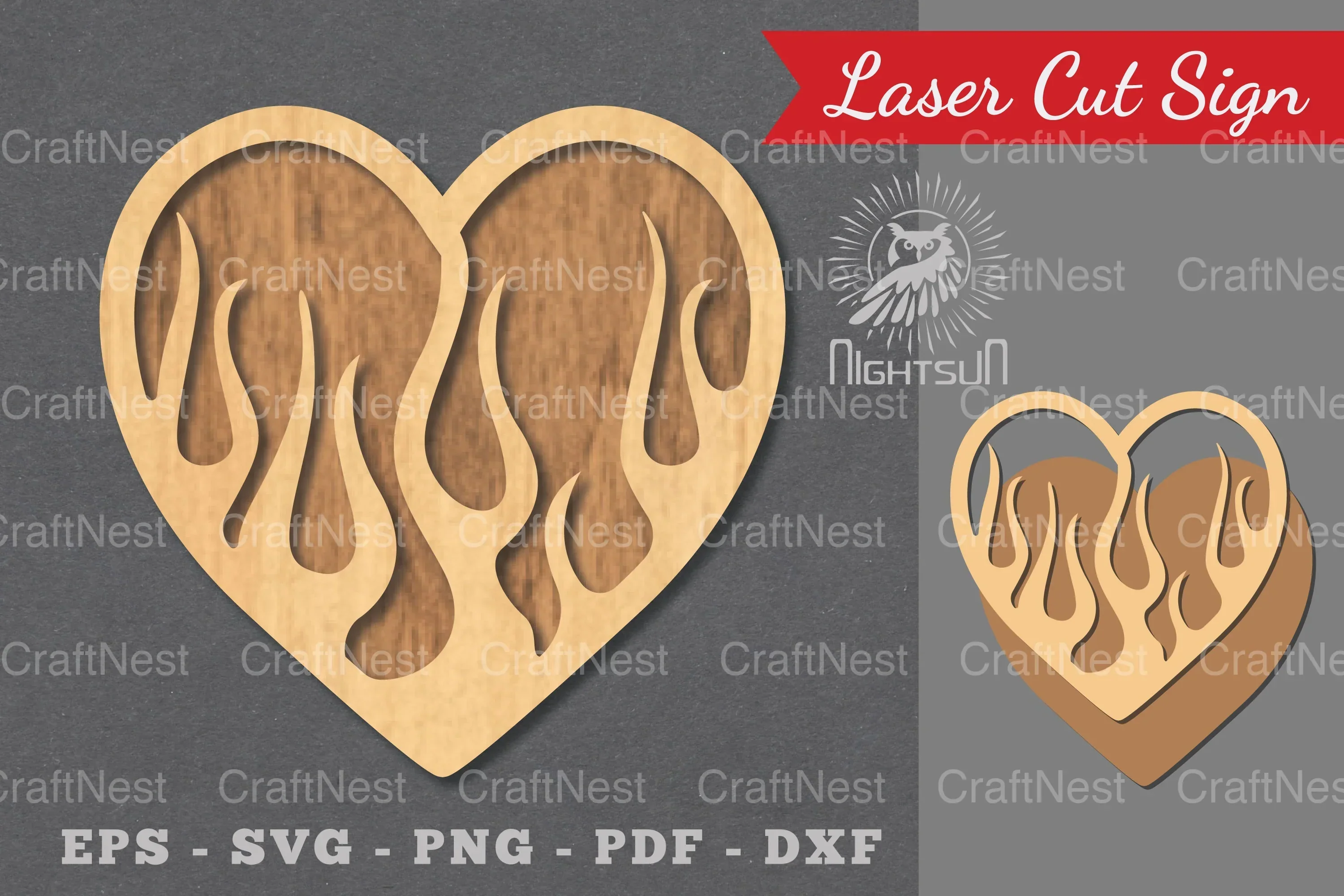 Fire Heart Laser Cut Decoration Clipart Bundle