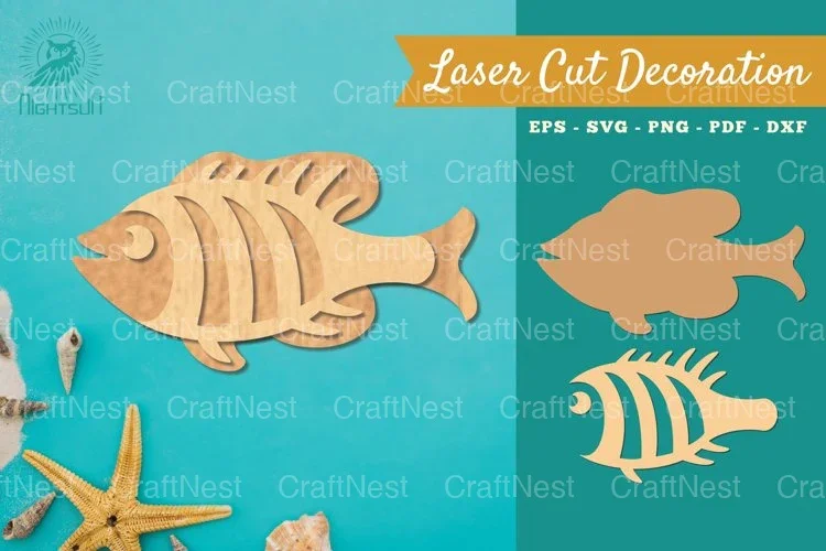 Fish Laser Cut Decoration Clipart Bundle