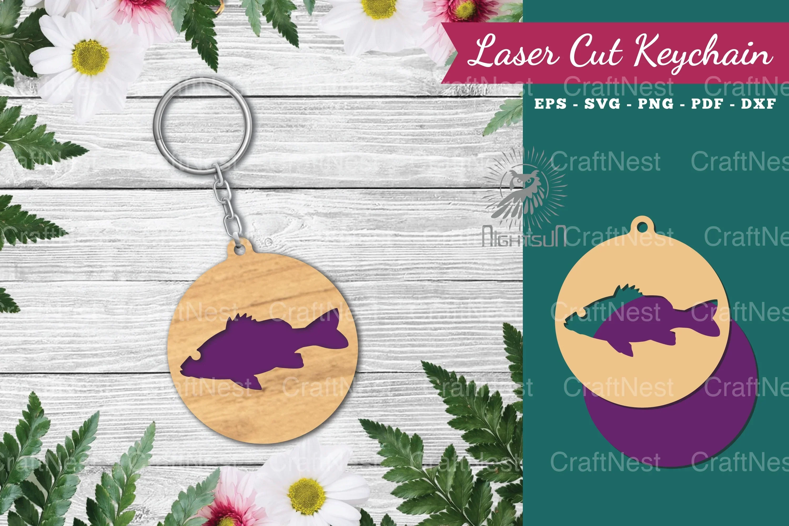 Fish Laser Cut Keychain Design Bundle