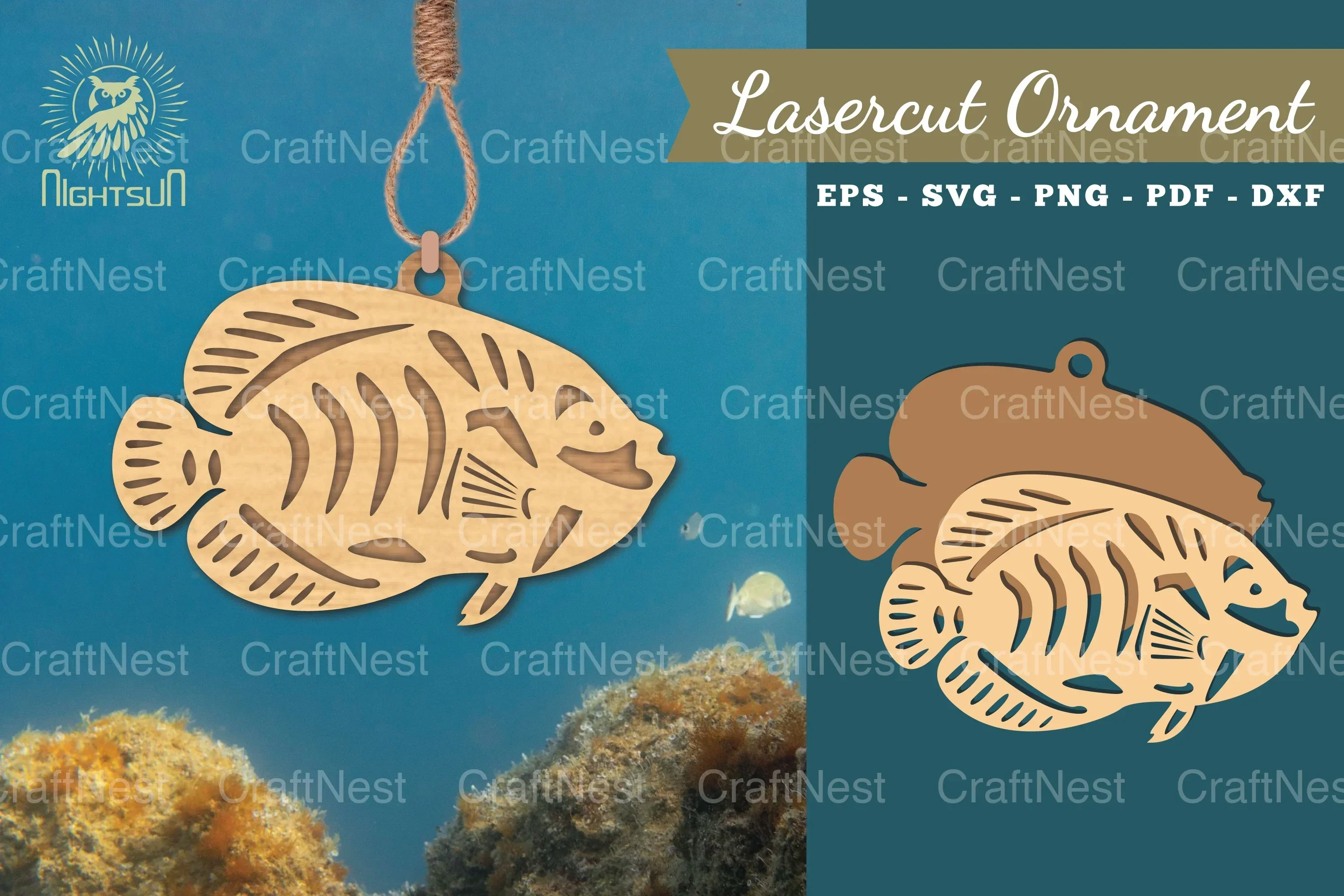 Fish Laser Cut Ornament Clipart Bundle