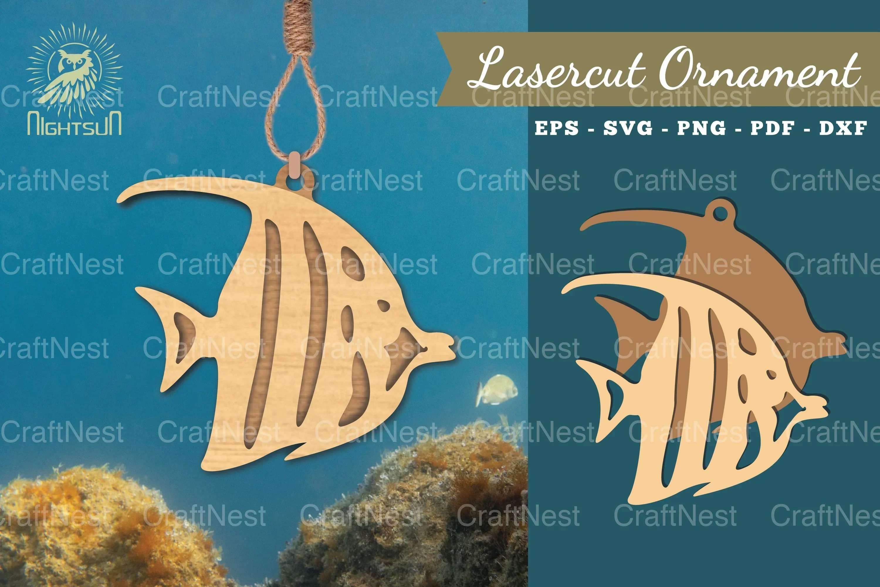Fish Laser Cut Ornament Clipart Bundle