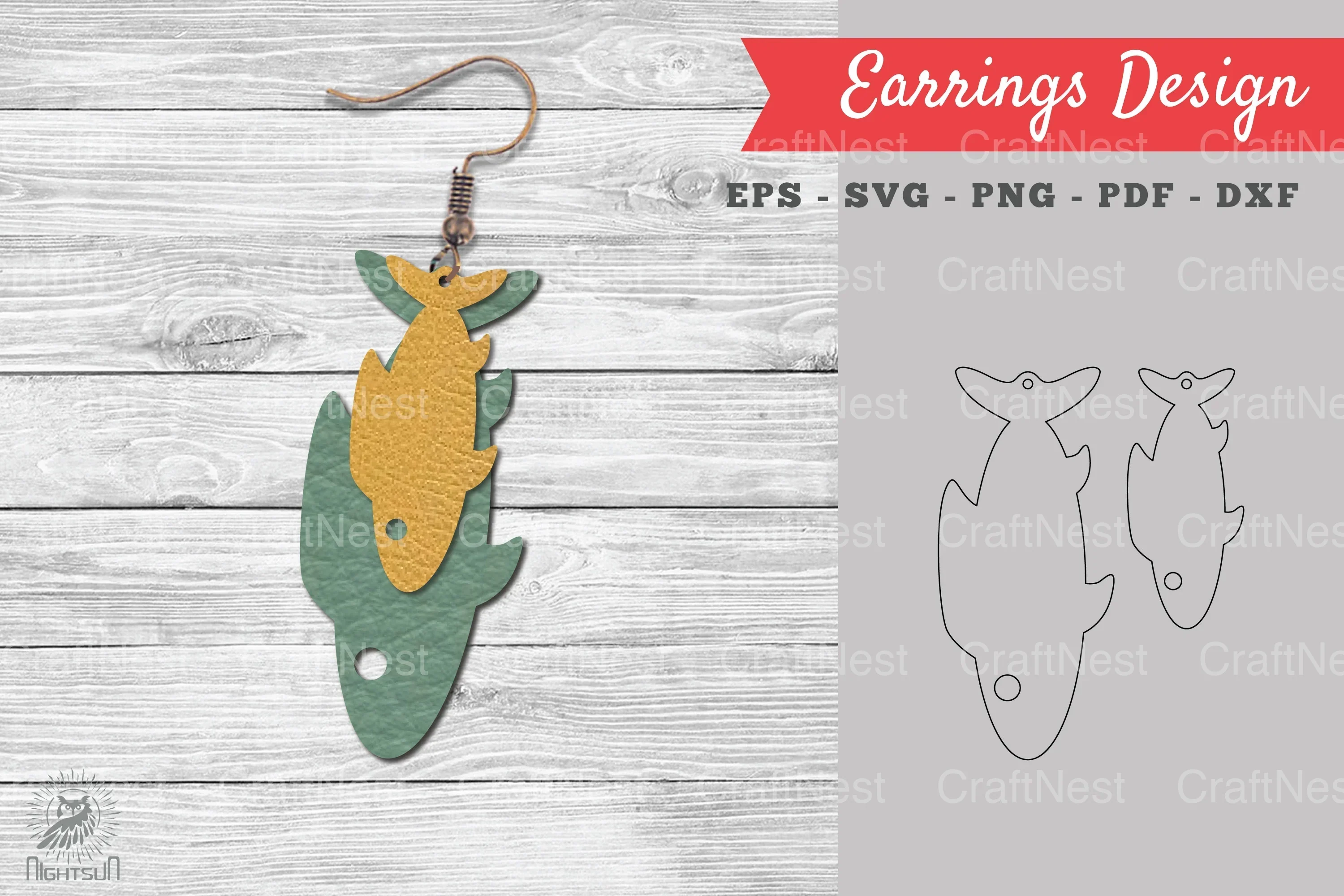 Fish Leather Earring Design Clipart Bundle
