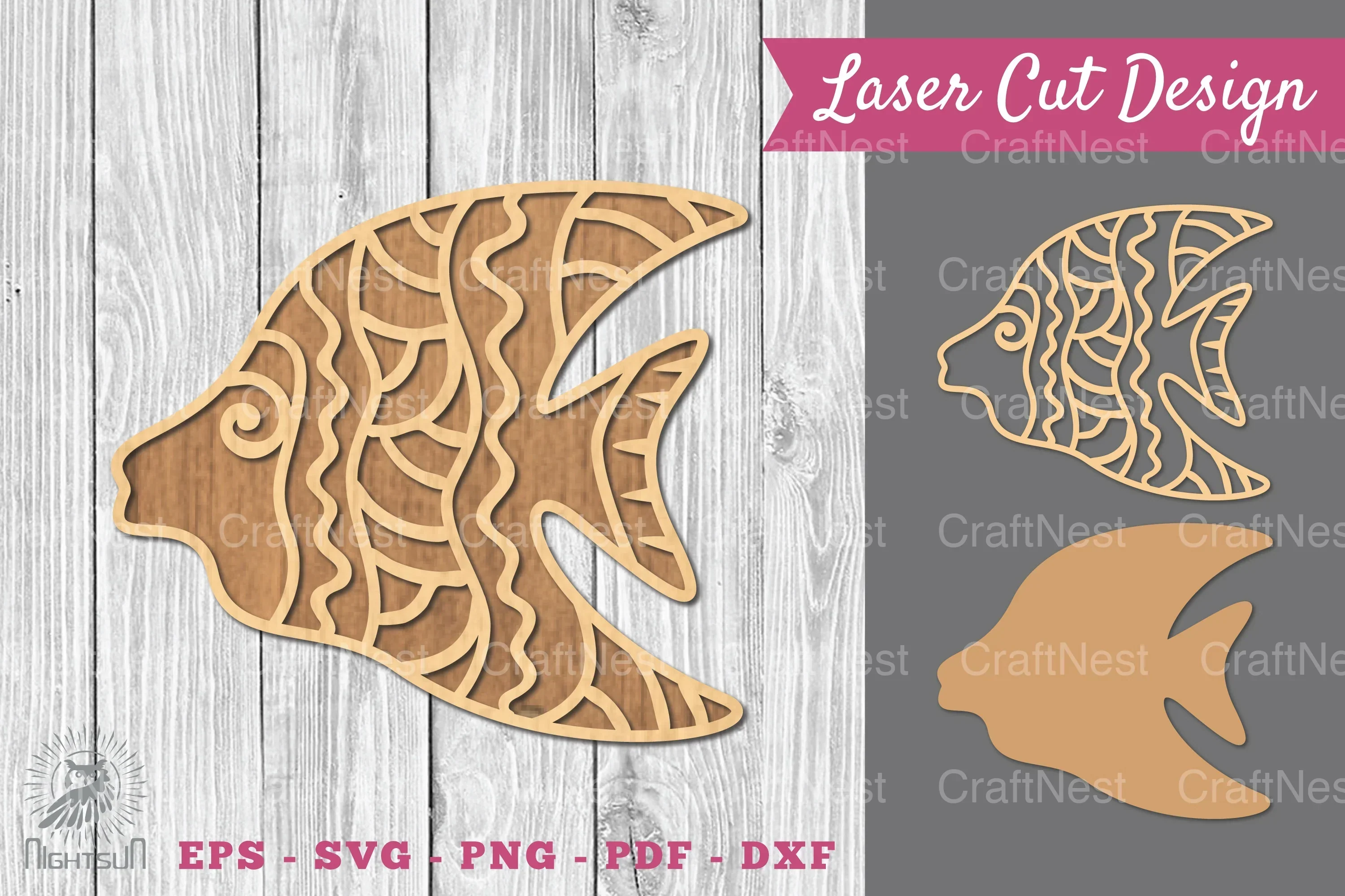 Fish Mandala Laser Cut Decoration Clipart Bundle