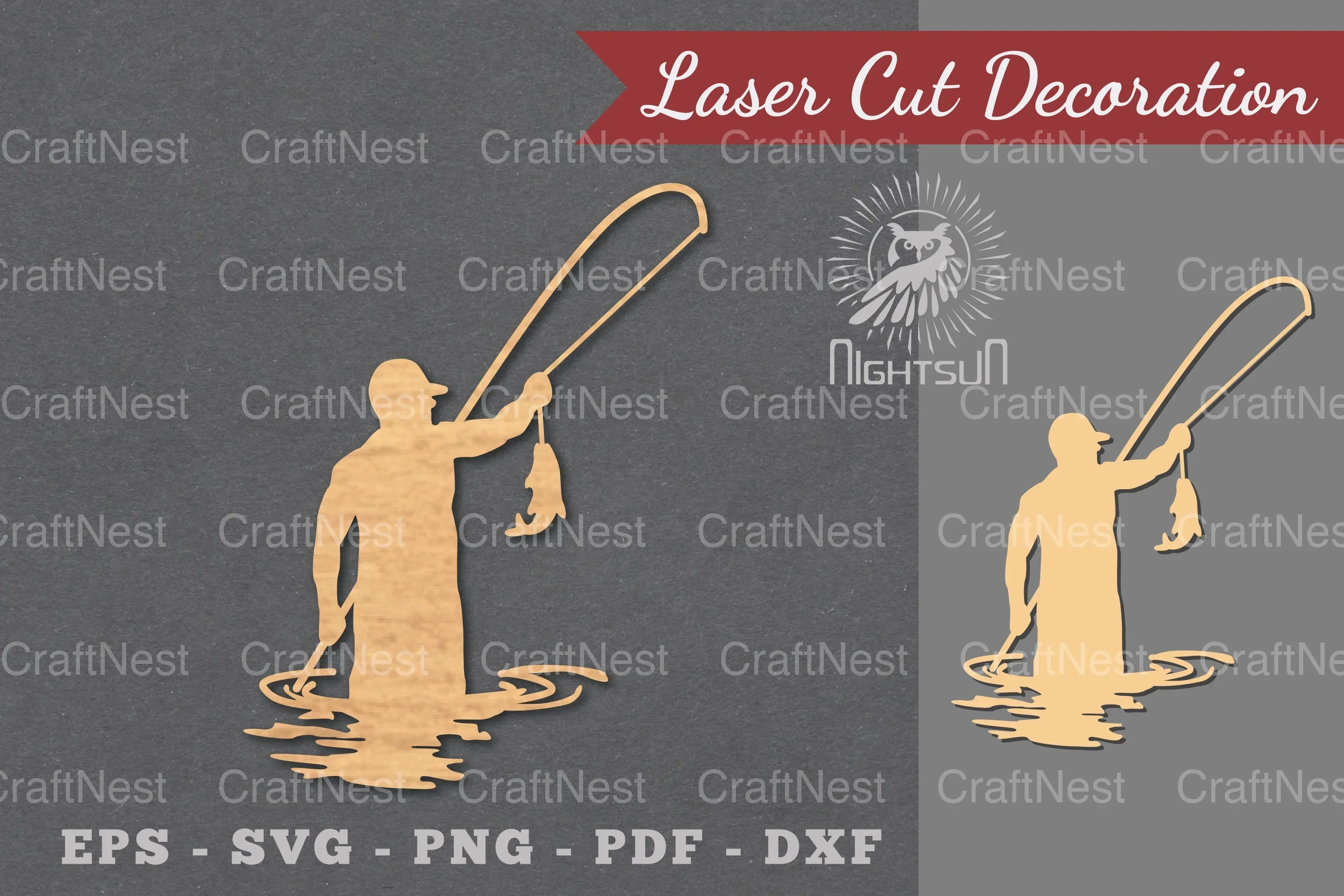 Fishing Laser Cut Decoration Clipart Bundle
