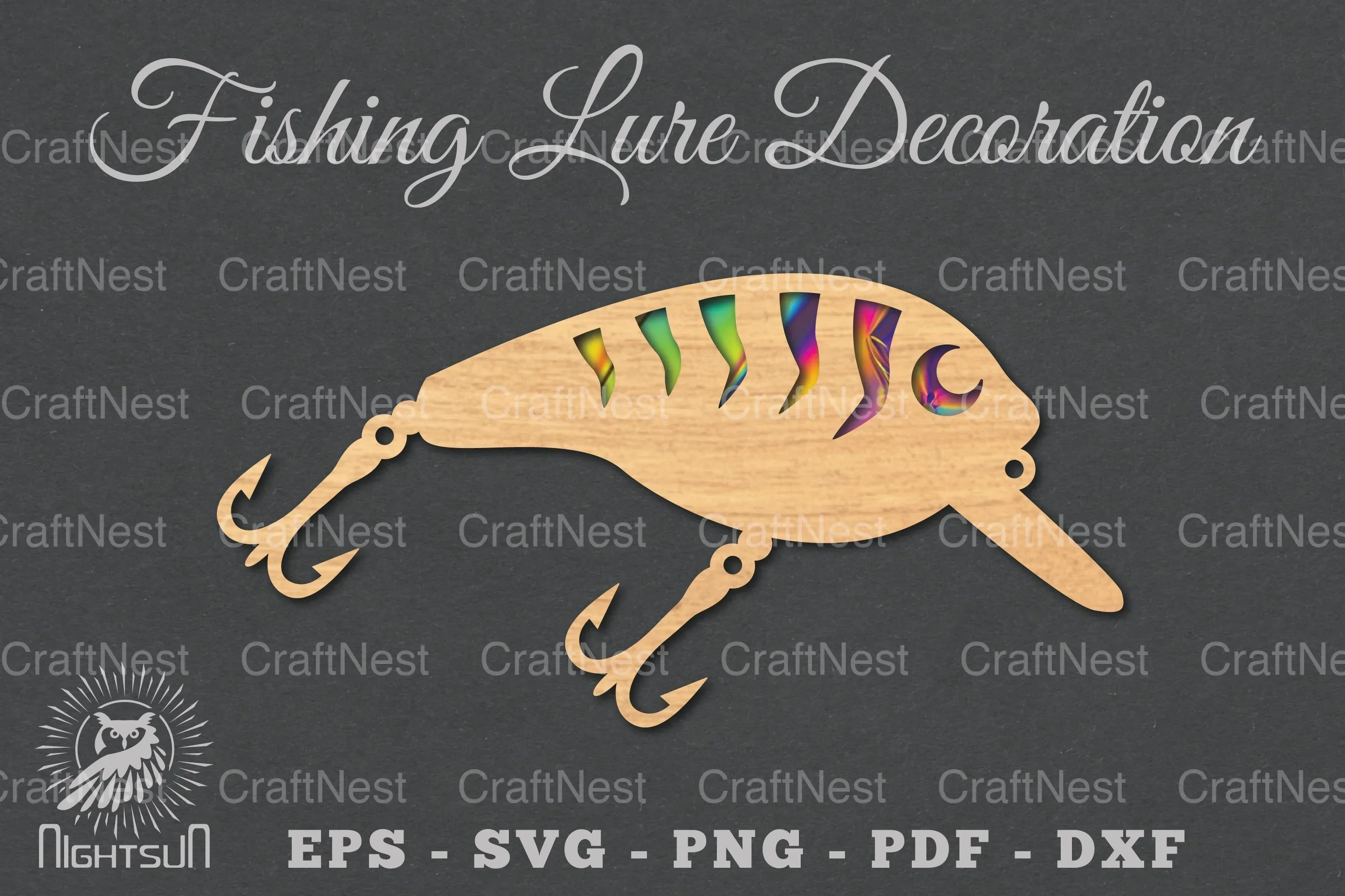 Fishing Lure Laser Cut Decoration Clipart Bundle
