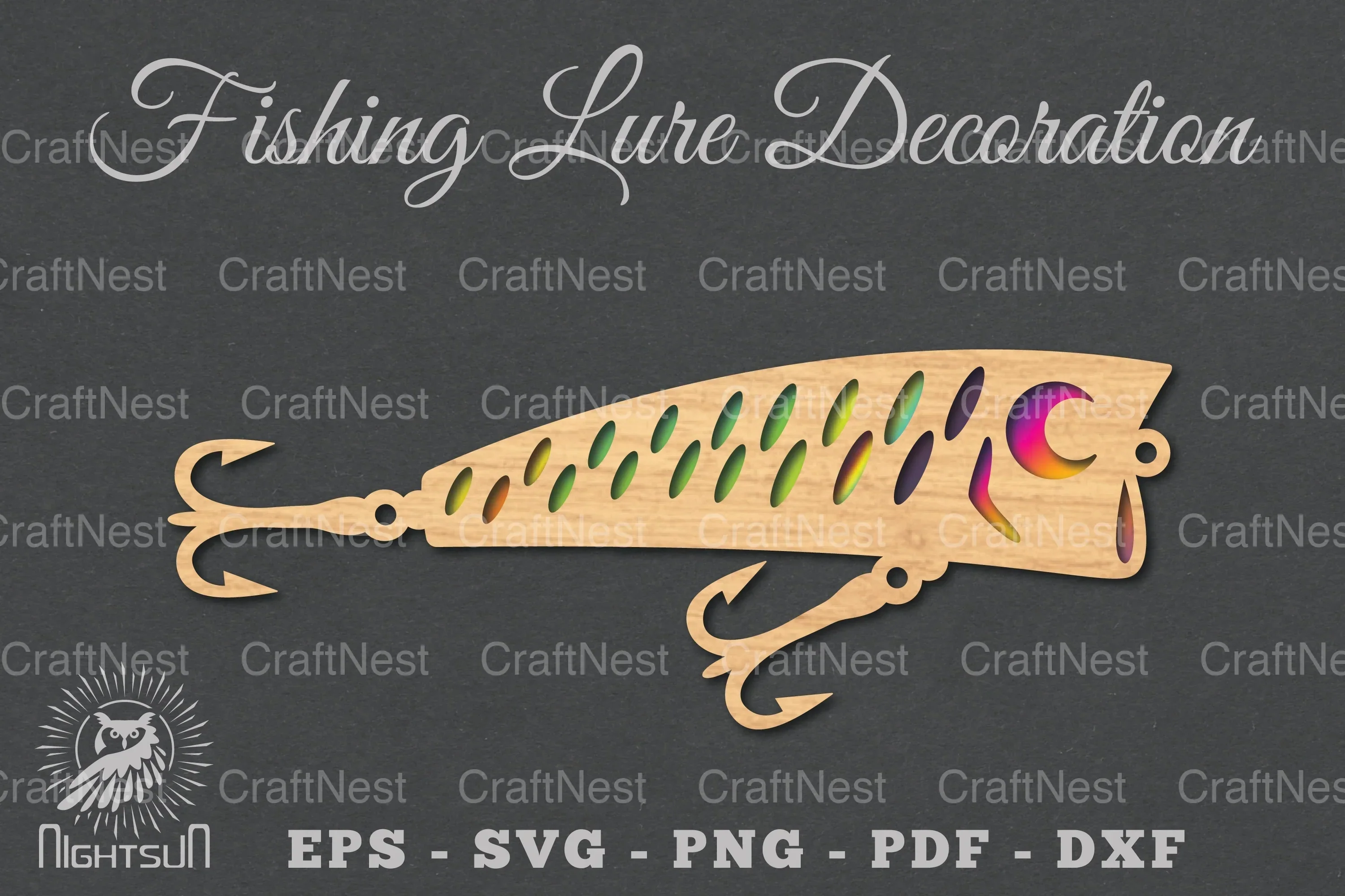 Fishing Lure Laser Cut Decoration Clipart Bundle