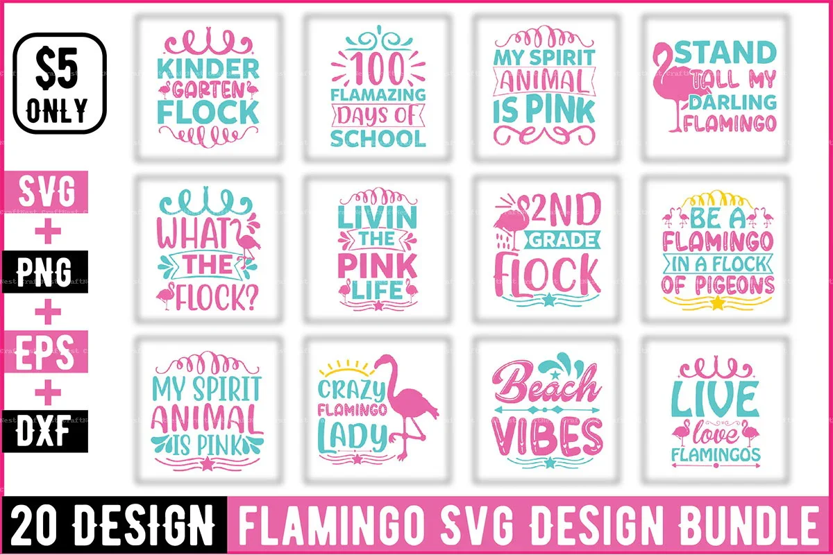 Flamingo Design SVG Bundle - Image 2