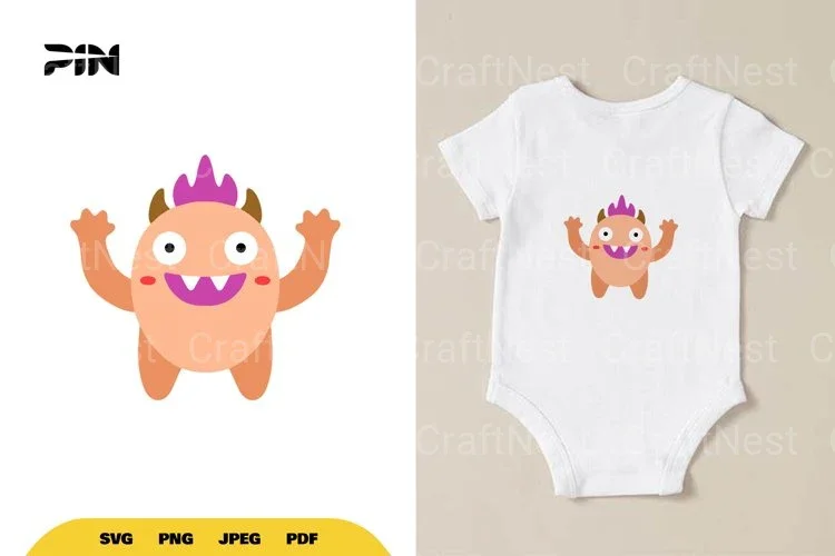 Flat Illustration Cute Monster Character Clipart Bundle