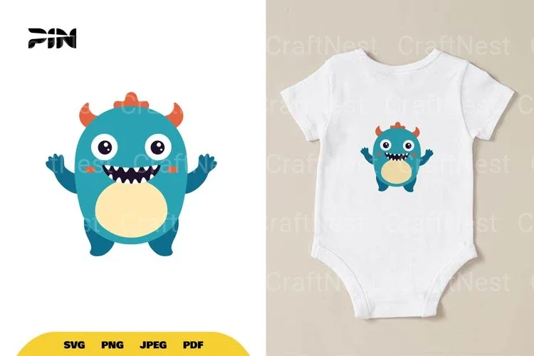 Flat Illustration Cute Monster Character Clipart Bundle