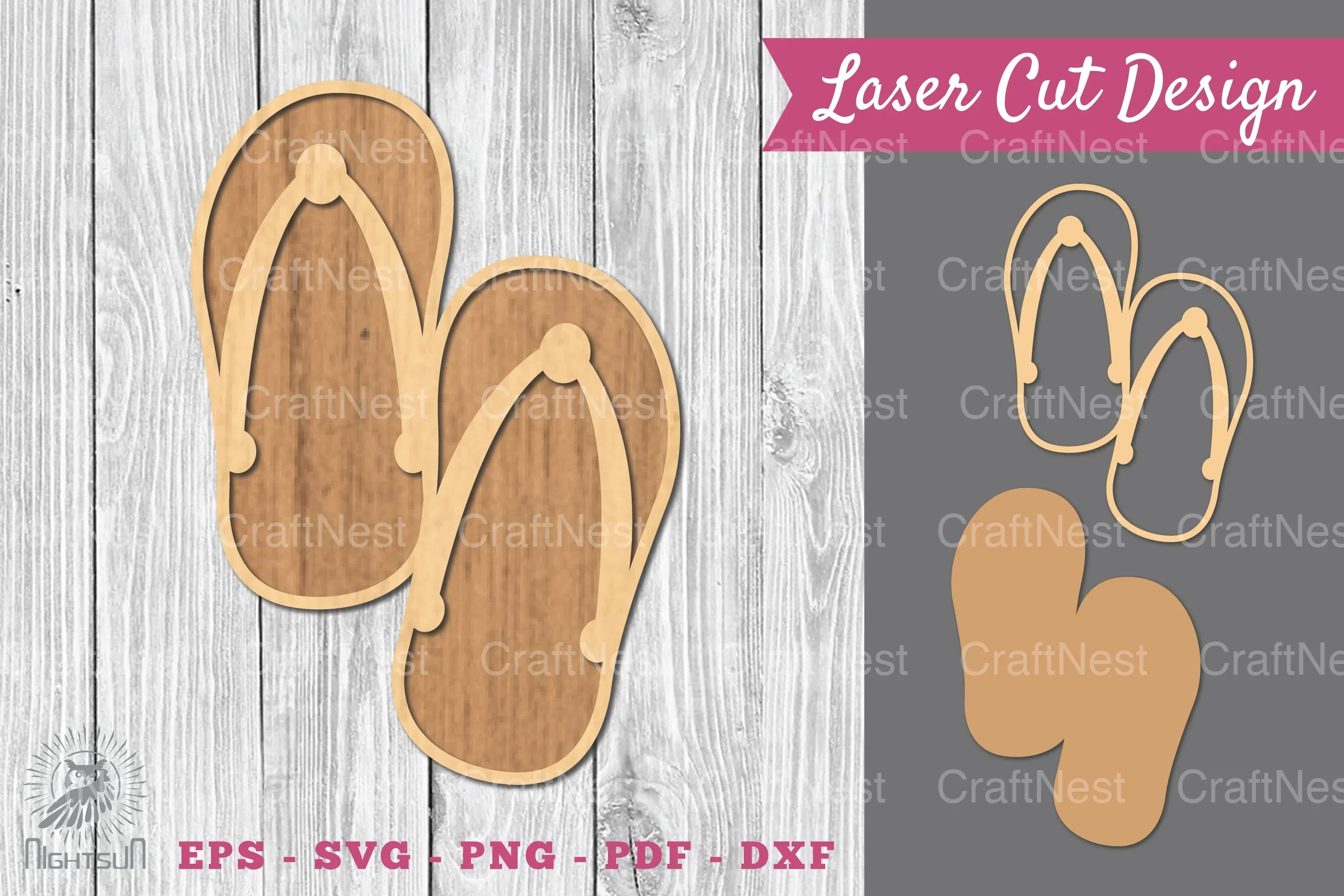 Flip Flop Laser Cut Decoration Clipart Bundle