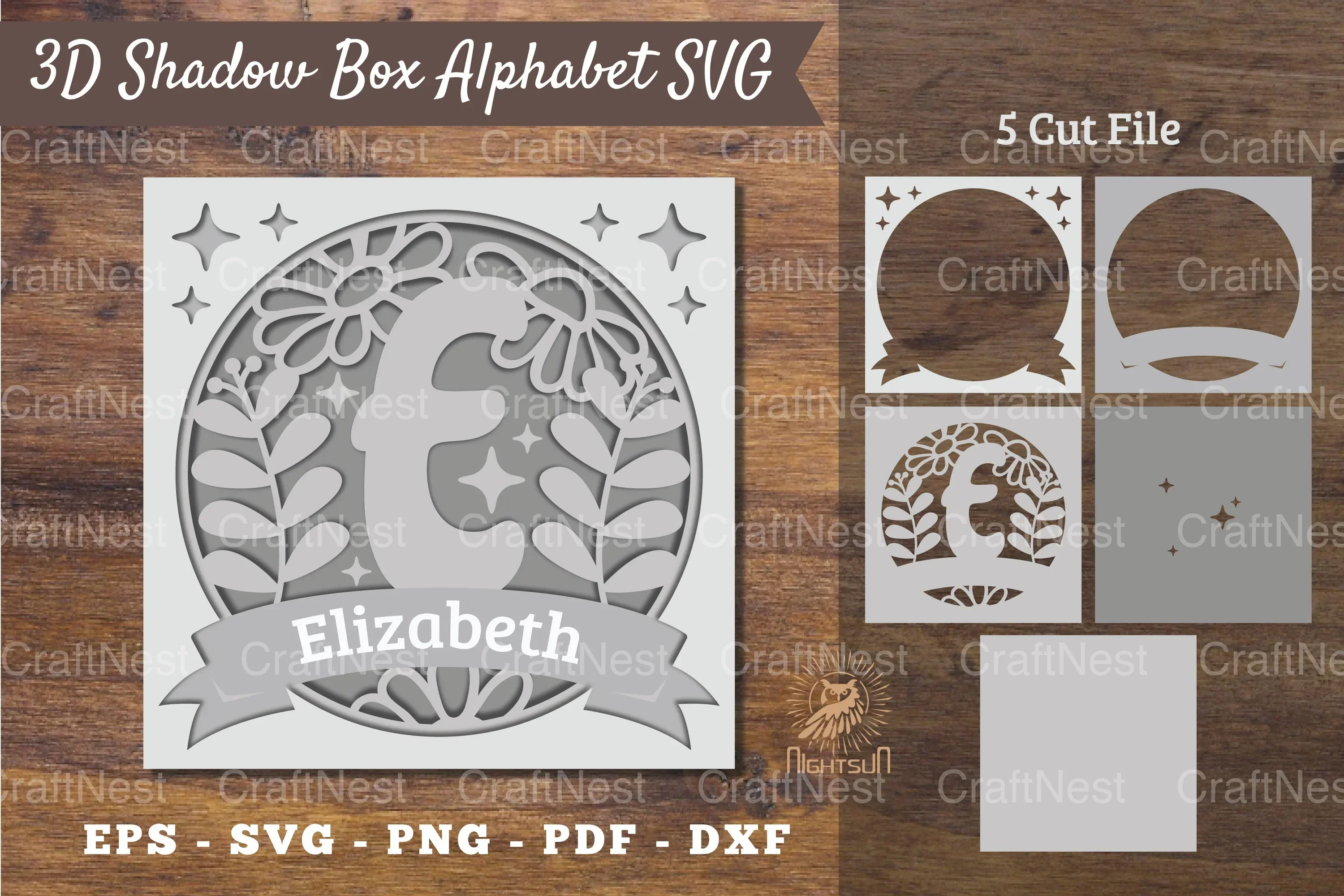 Floral Alphabet Shadow Box - Letter E Clipart Bundle