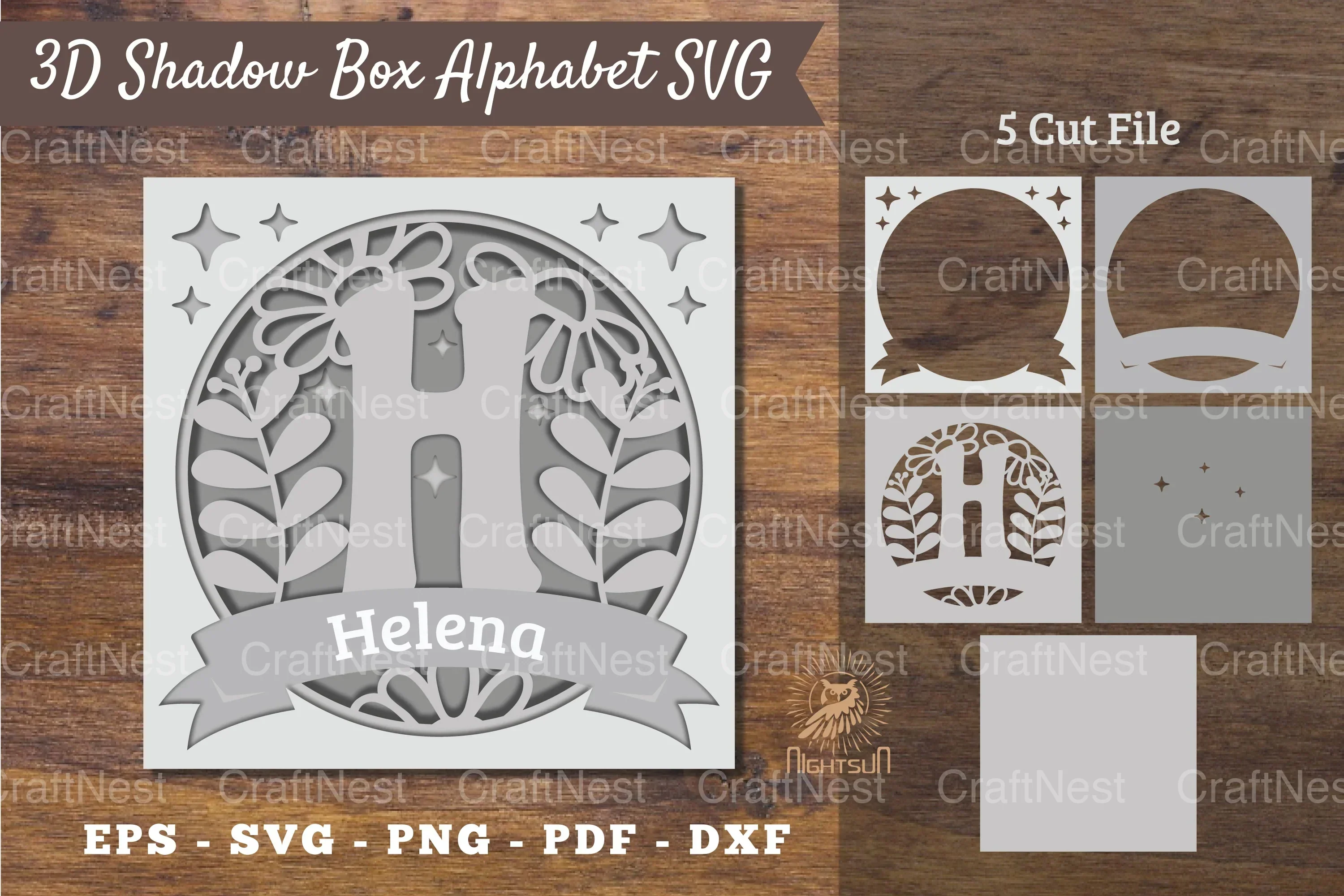 Floral Alphabet Shadow Box - Letter H Clipart Bundle