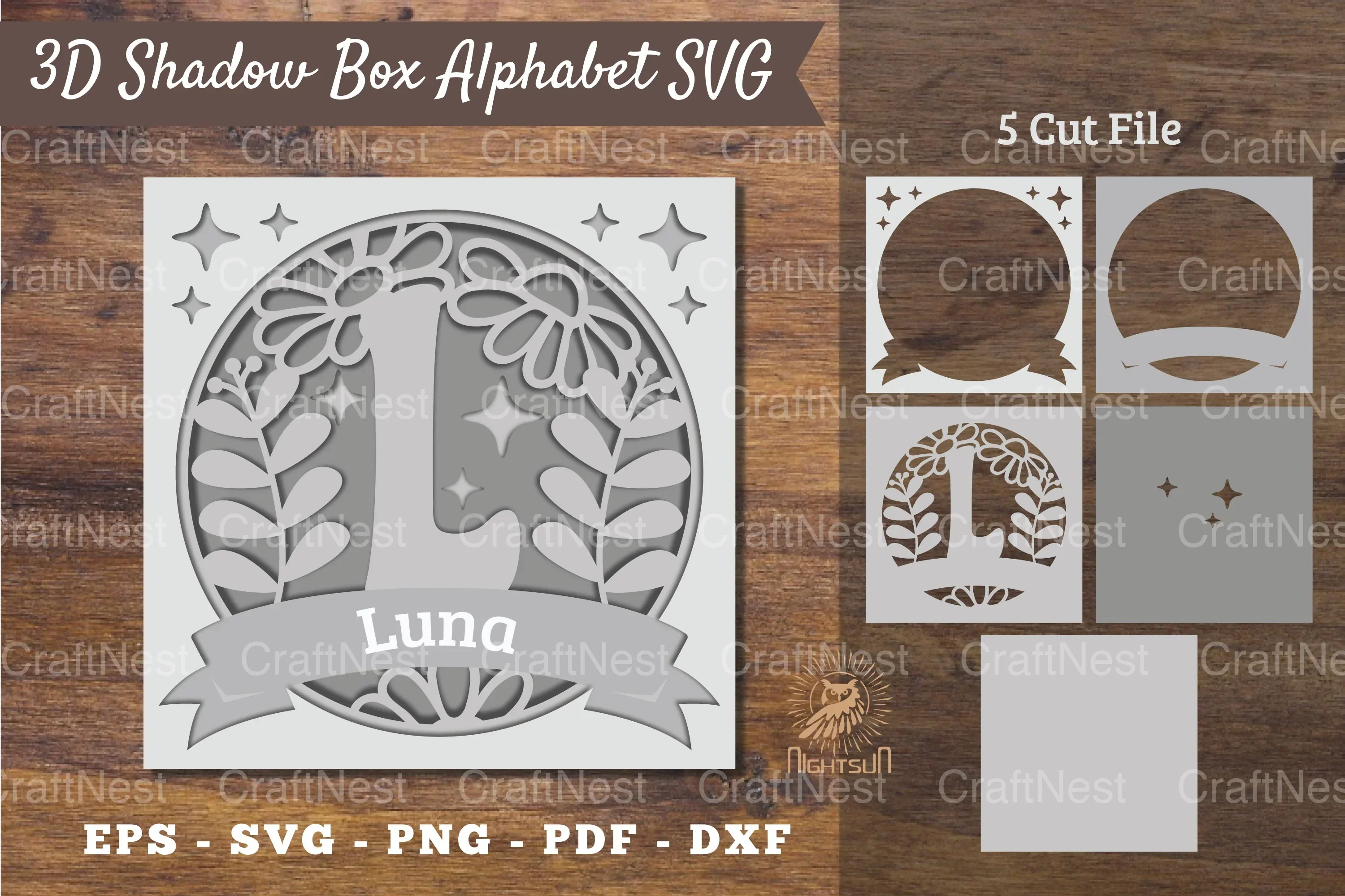 Floral Alphabet Shadow Box - Letter L Clipart Bundle