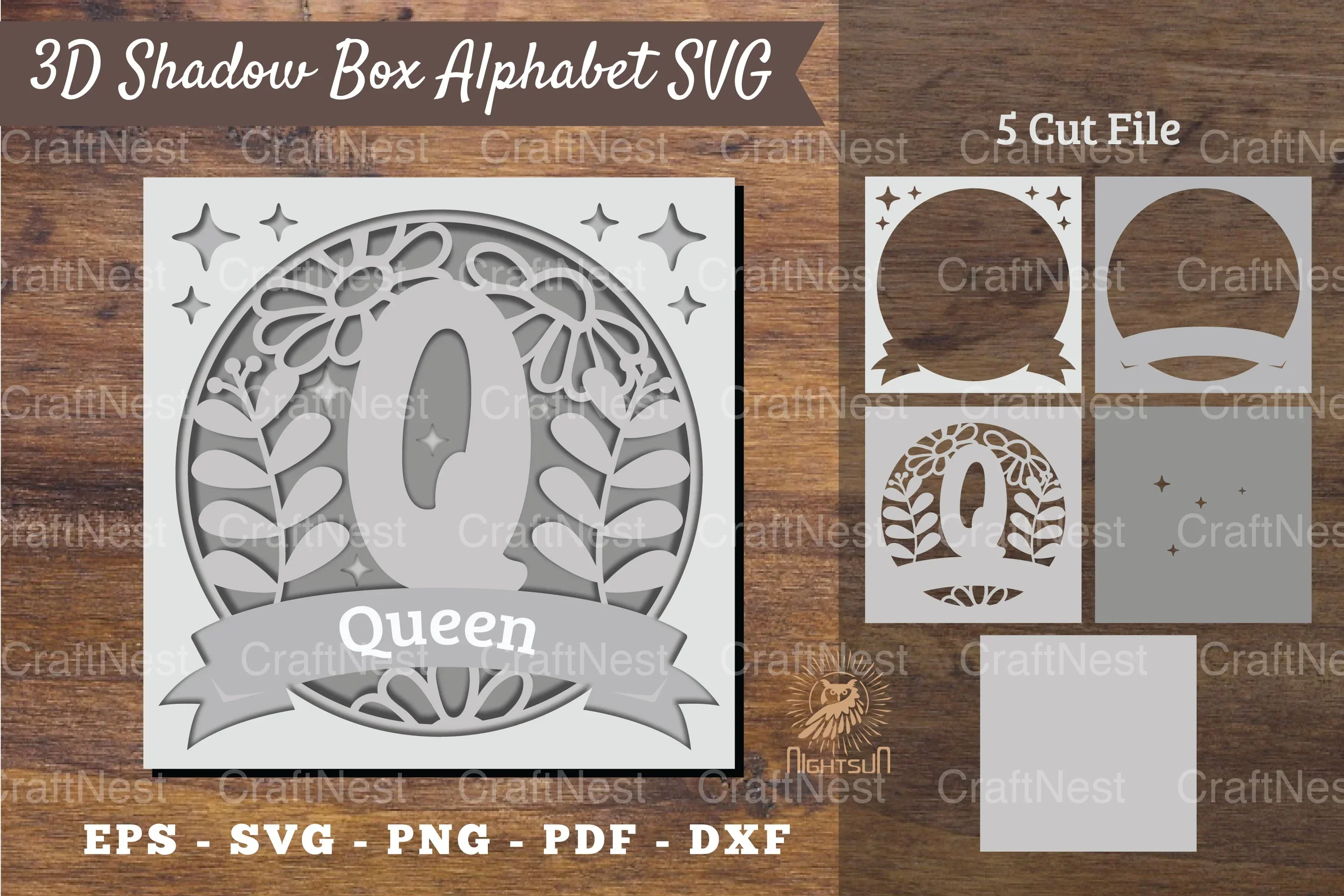 Floral Alphabet Shadow Box - Letter Q Clipart Bundle