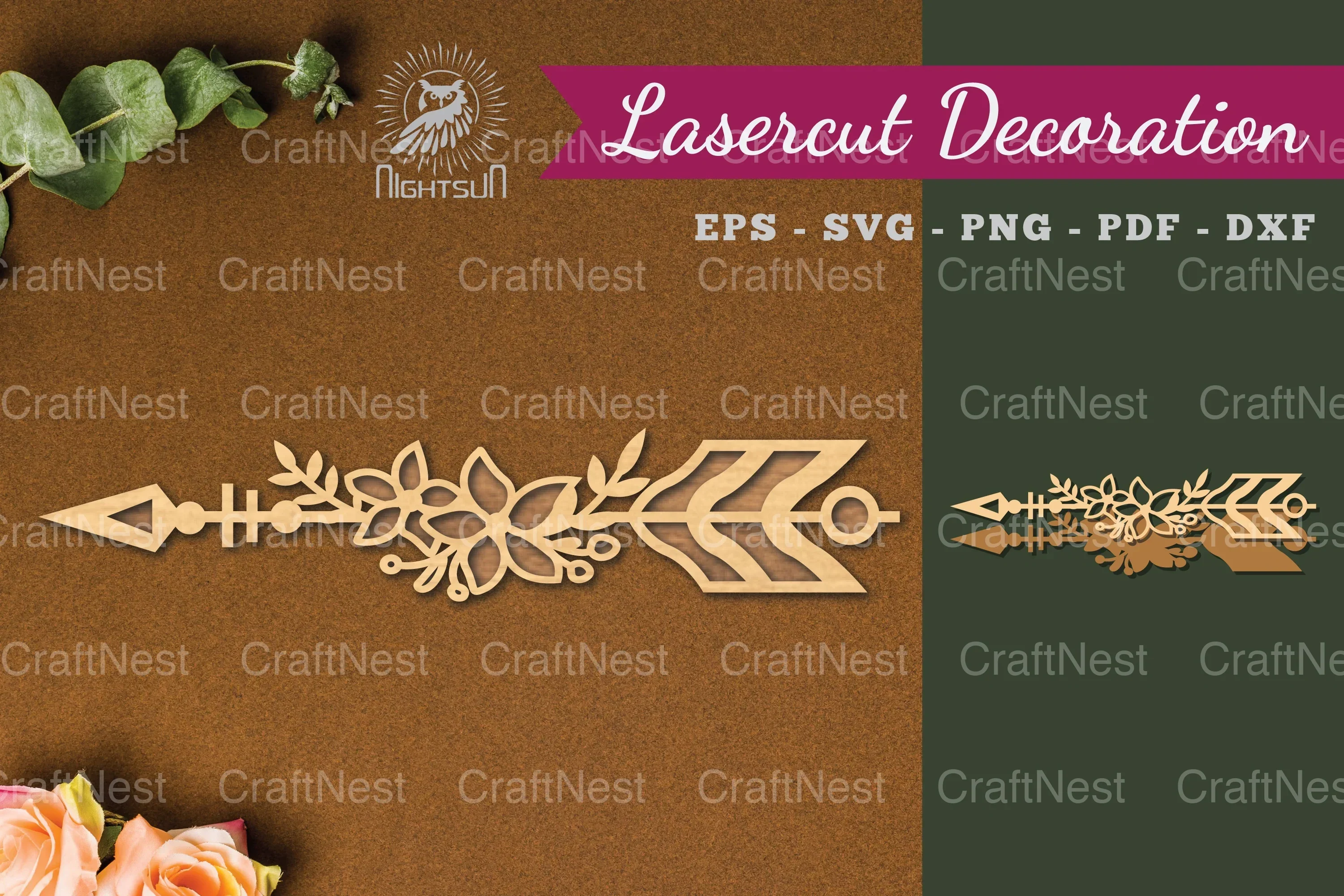 Floral Arrow Laser Cut Decoration Clipart Bundle
