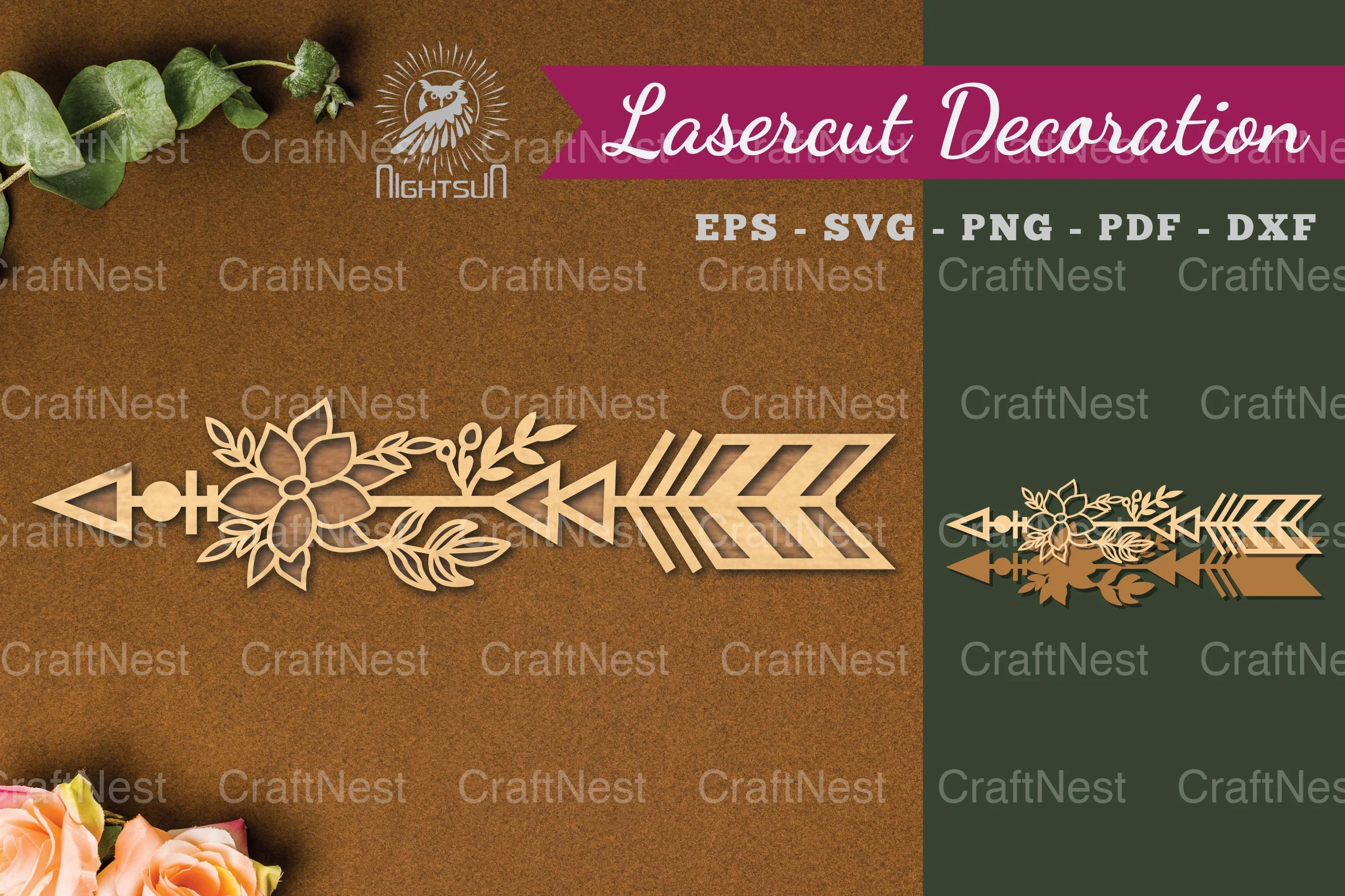 Floral Arrow Laser Cut Decoration Clipart Bundle