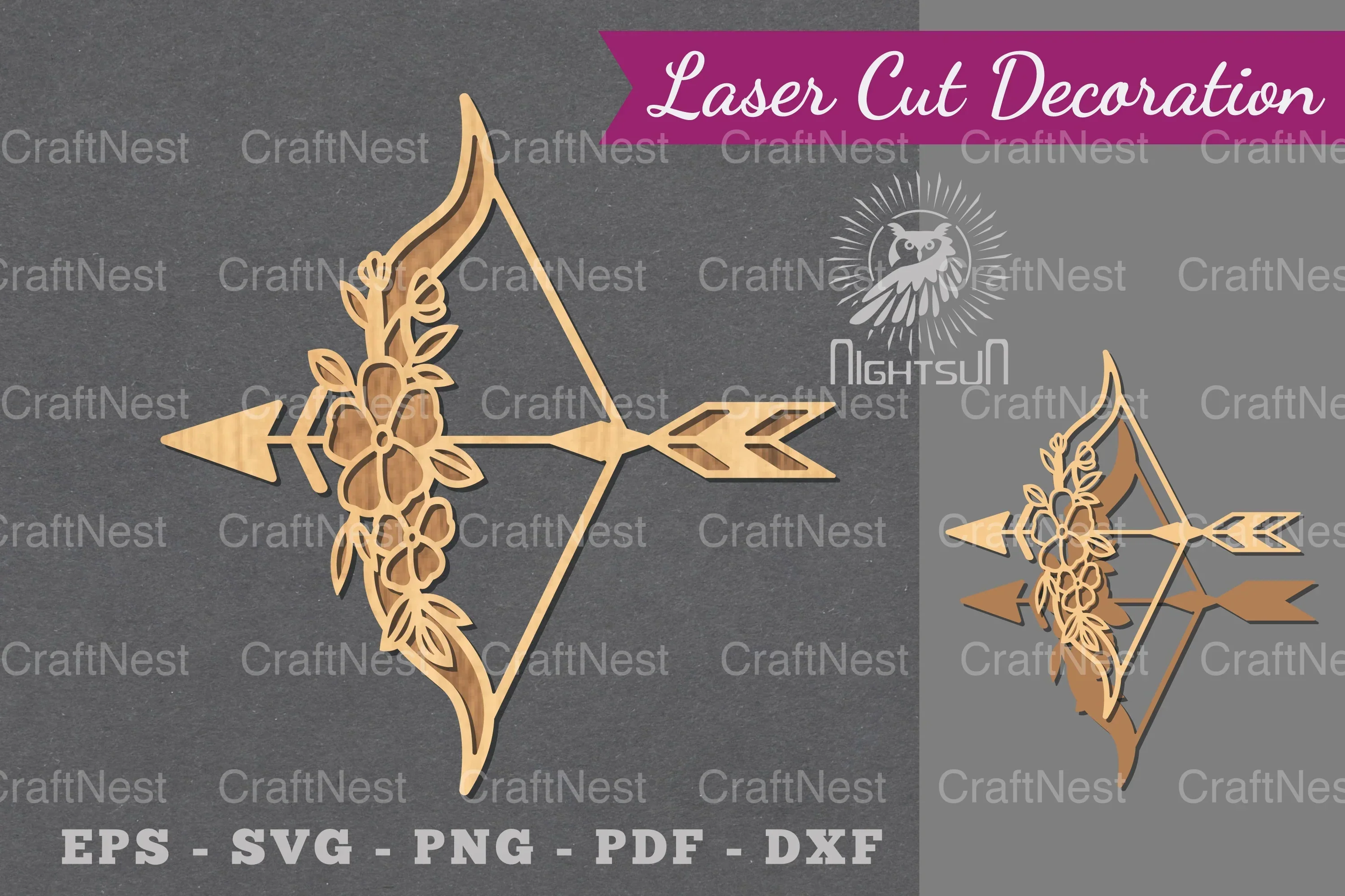 Floral Arrow Laser Cut Decoration Clipart Bundle
