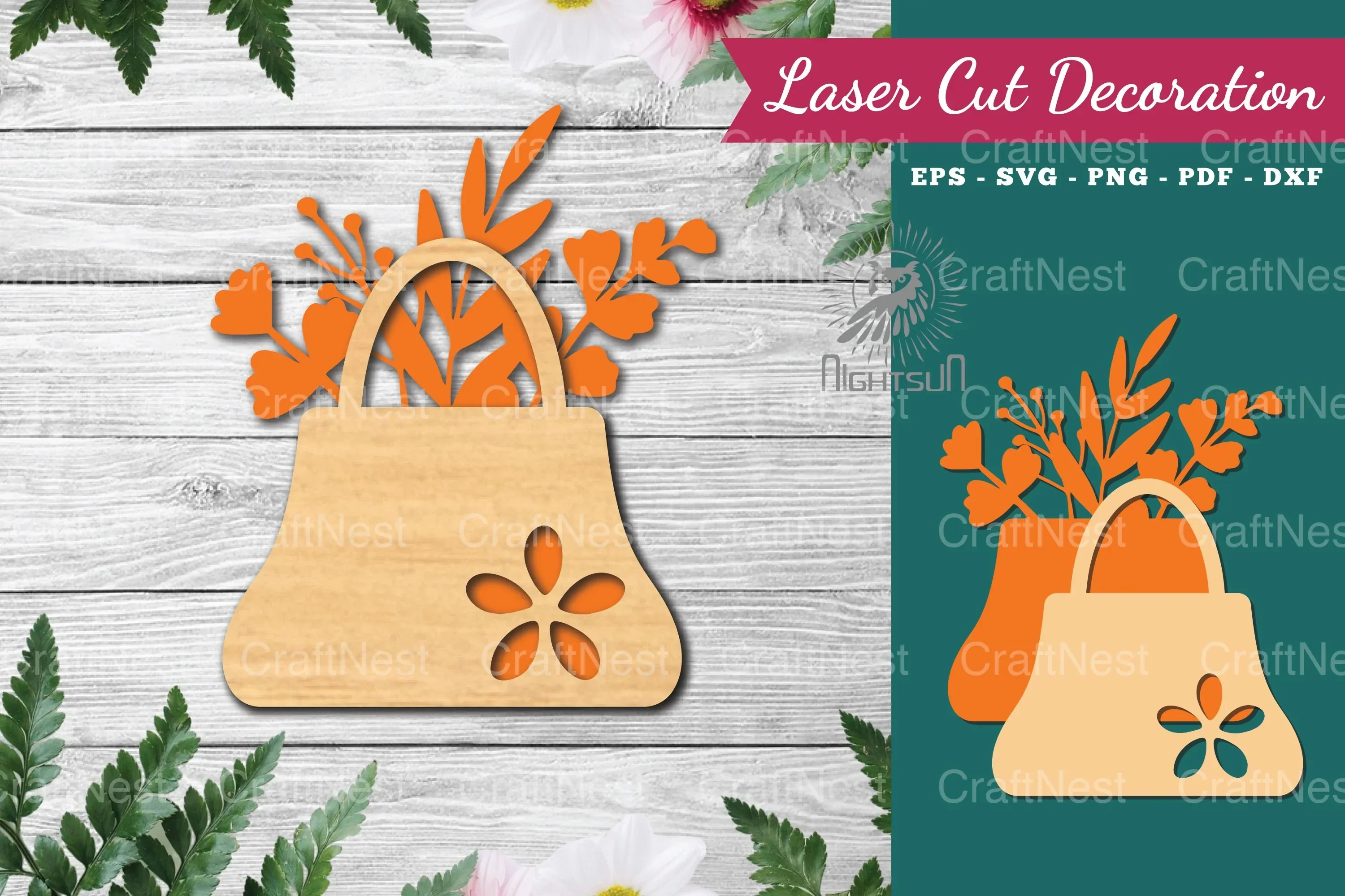 Floral Bag Laser Cut Decoration Clipart Bundle