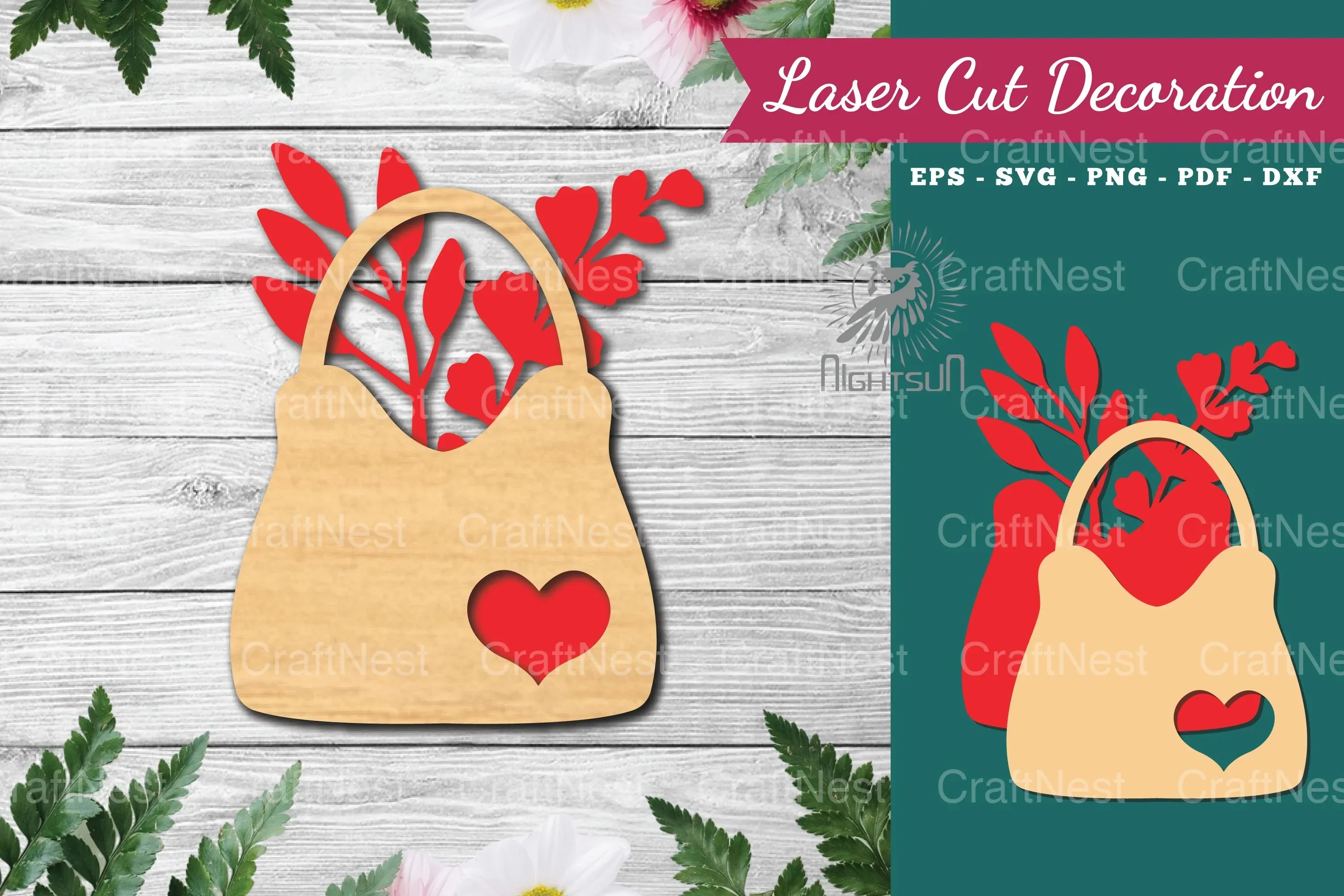 Floral Bag Laser Cut Decoration Clipart Bundle