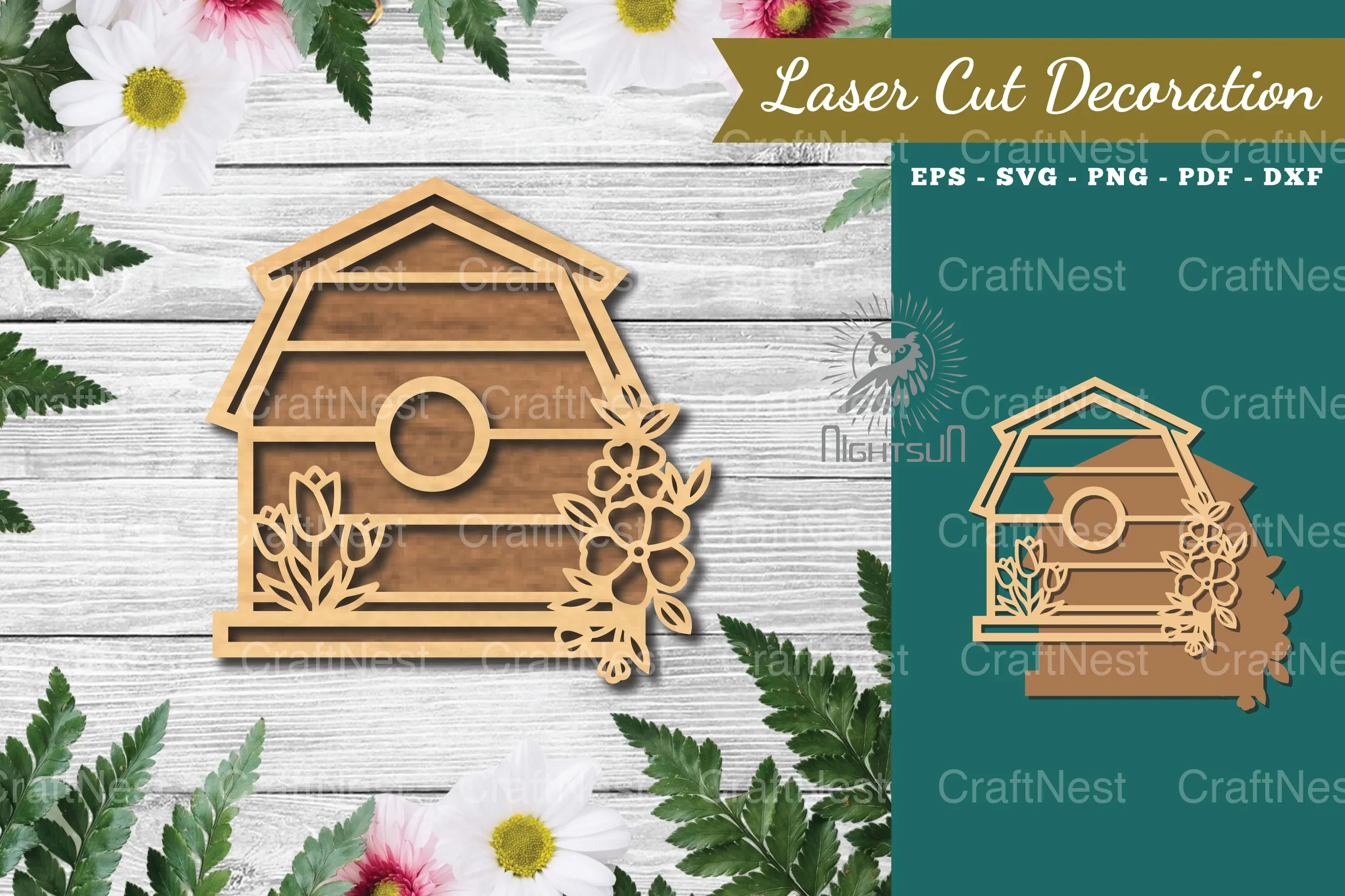 Floral Birdhouse Laser Cut Decoration Clipart Bundle