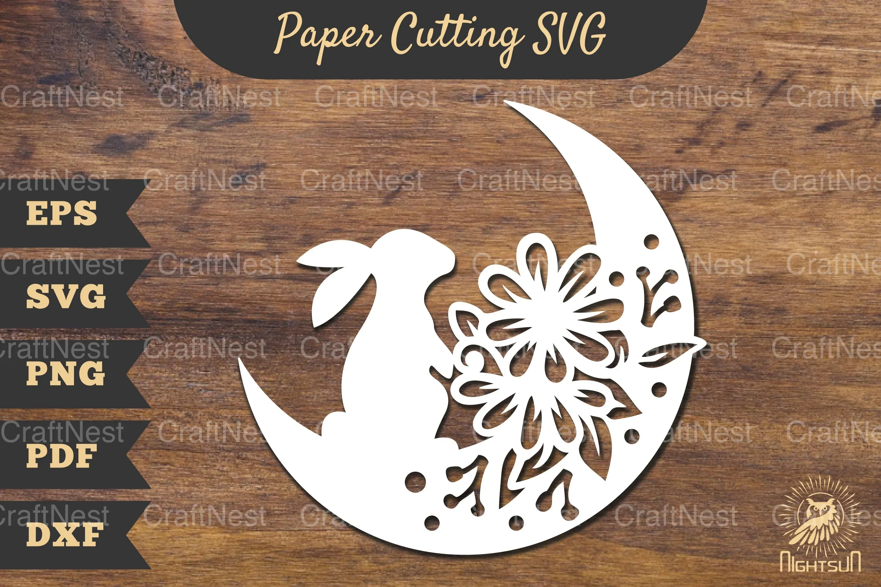 Floral Bunny and Moon Papercut SVG Bundle