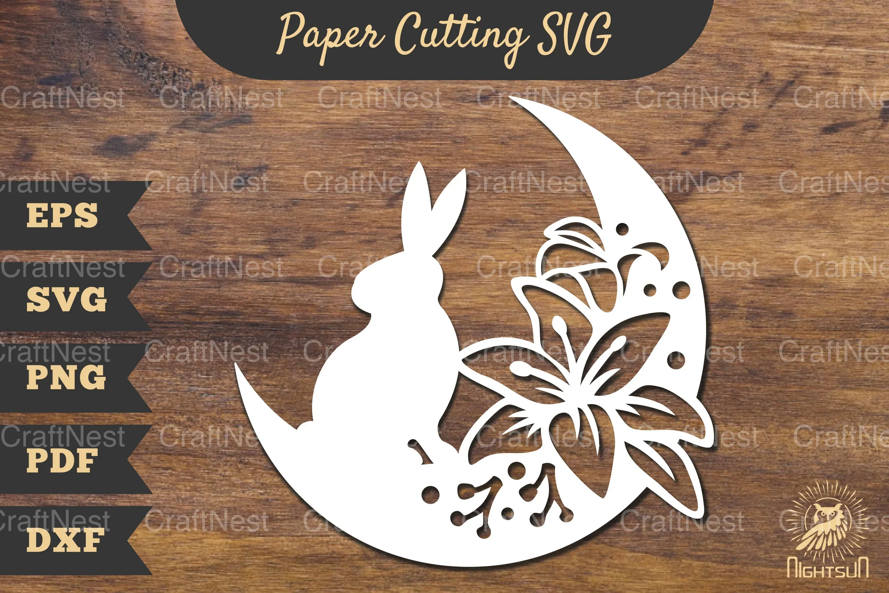 Floral Bunny and Moon Papercut SVG Bundle
