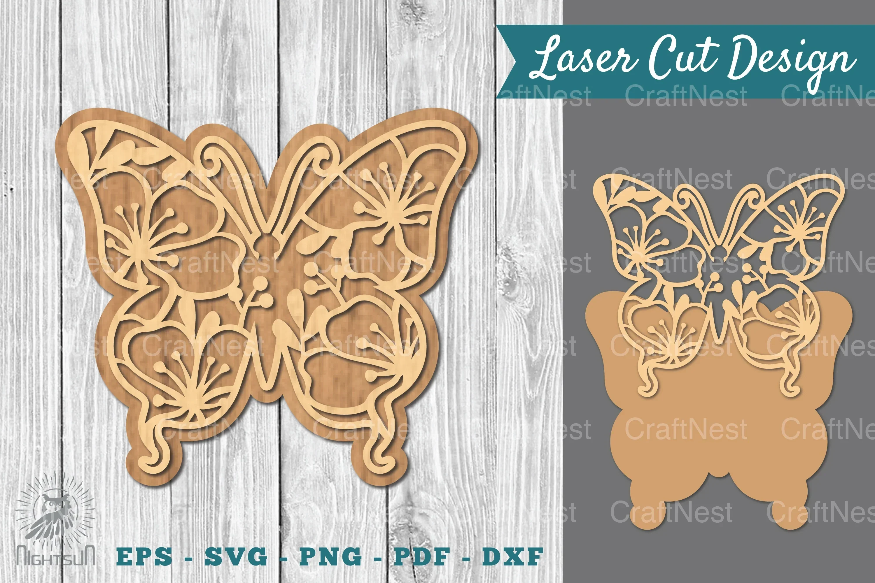 Floral Butterfly Laser Cut Clipart Bundle