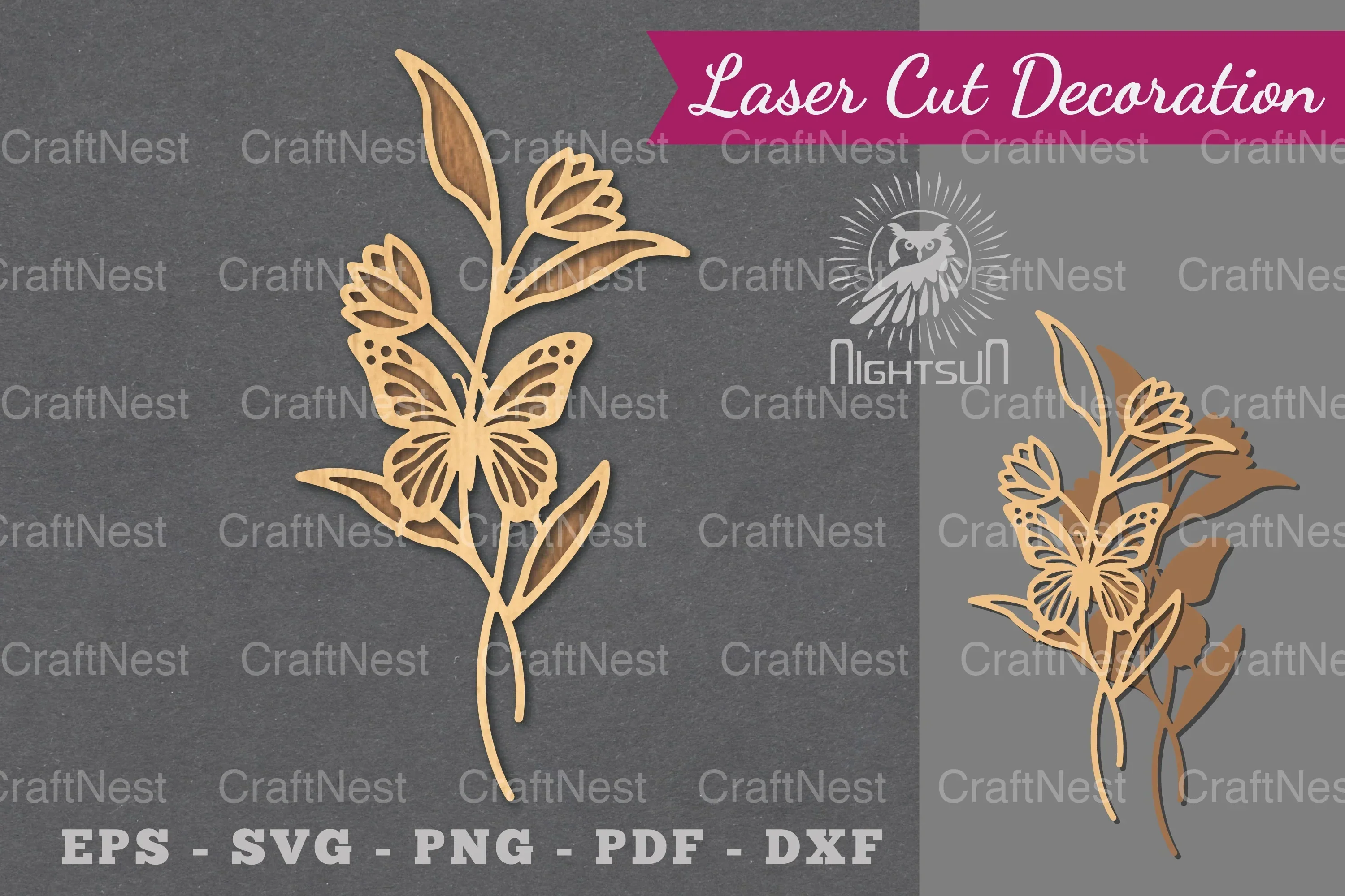 Floral Butterfly Laser Cut Decoration Clipart Bundle