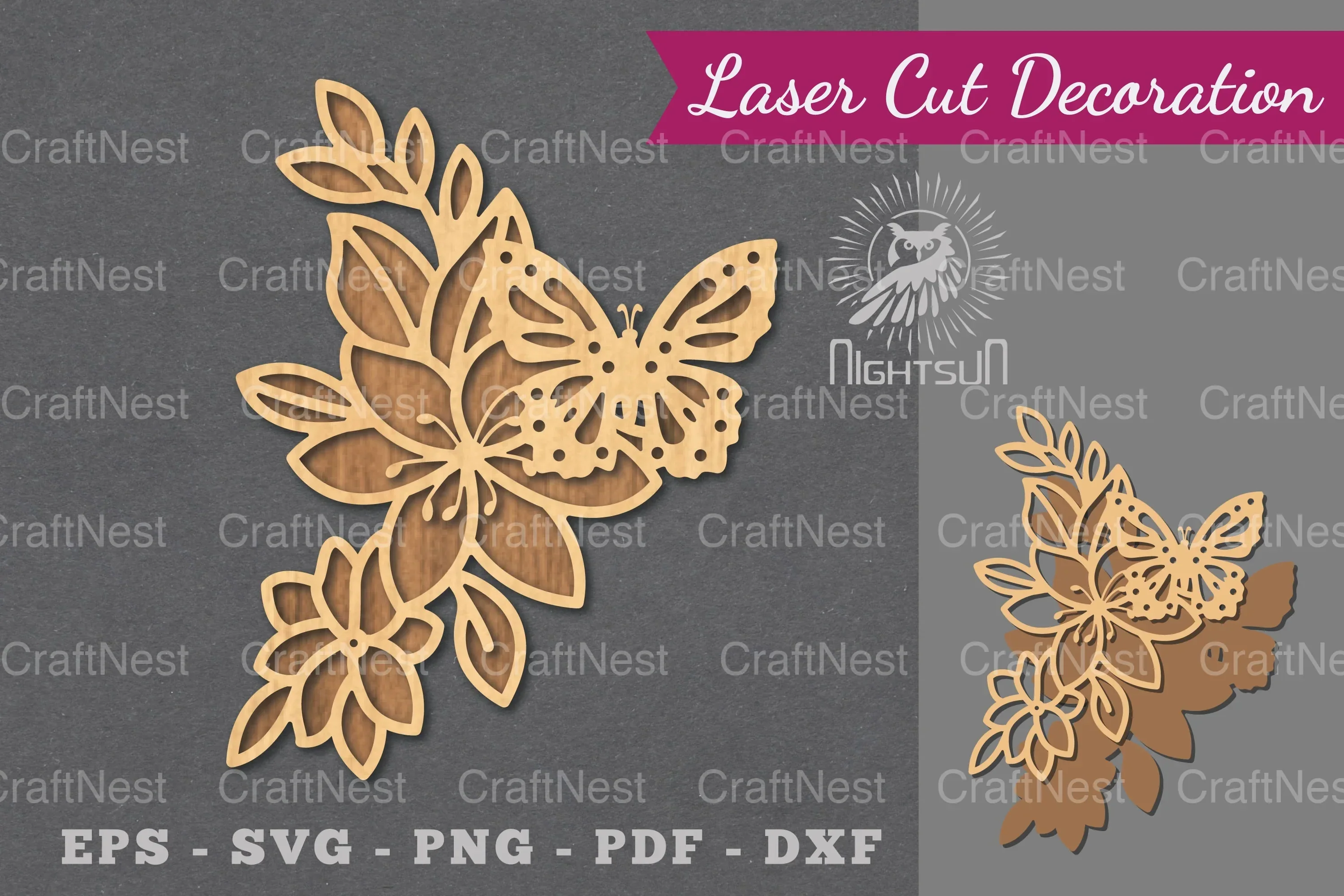 Floral Butterfly Laser Cut Decoration Clipart Bundle