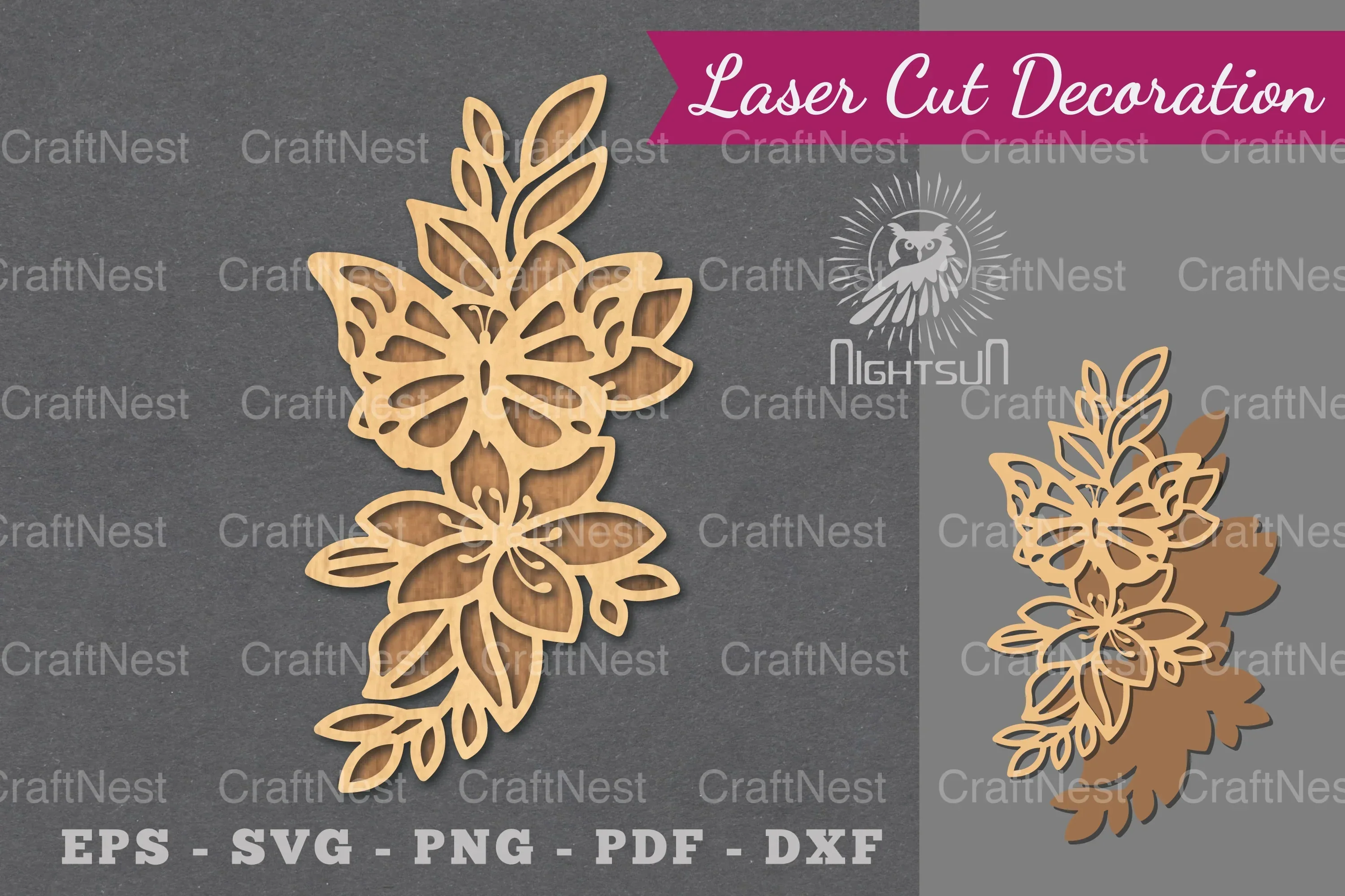 Floral Butterfly Laser Cut Decoration Clipart Bundle
