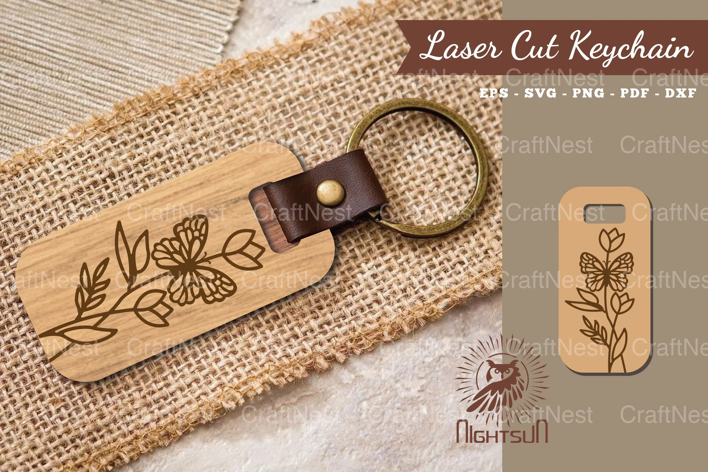 Floral Butterfly Laser Cut Keychain Design Bundle