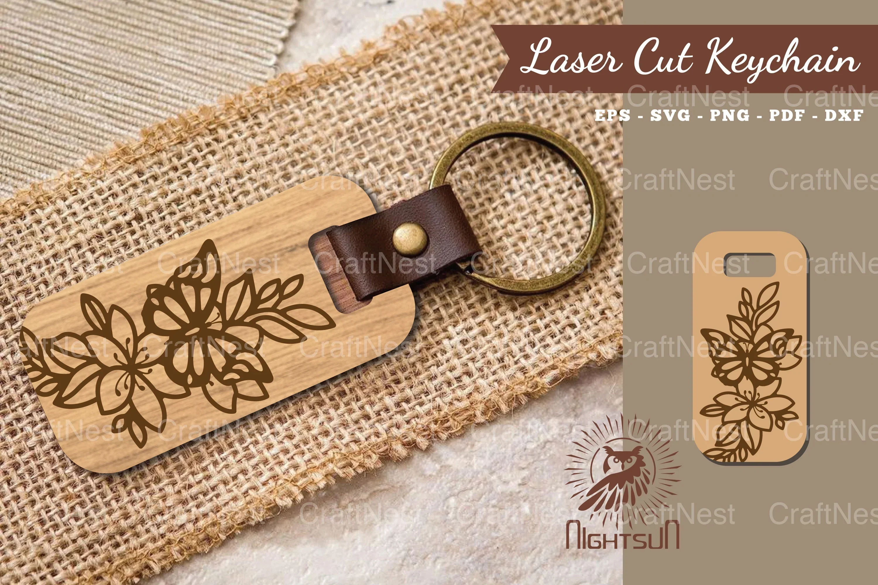 Floral Butterfly Laser Cut Keychain Design Bundle