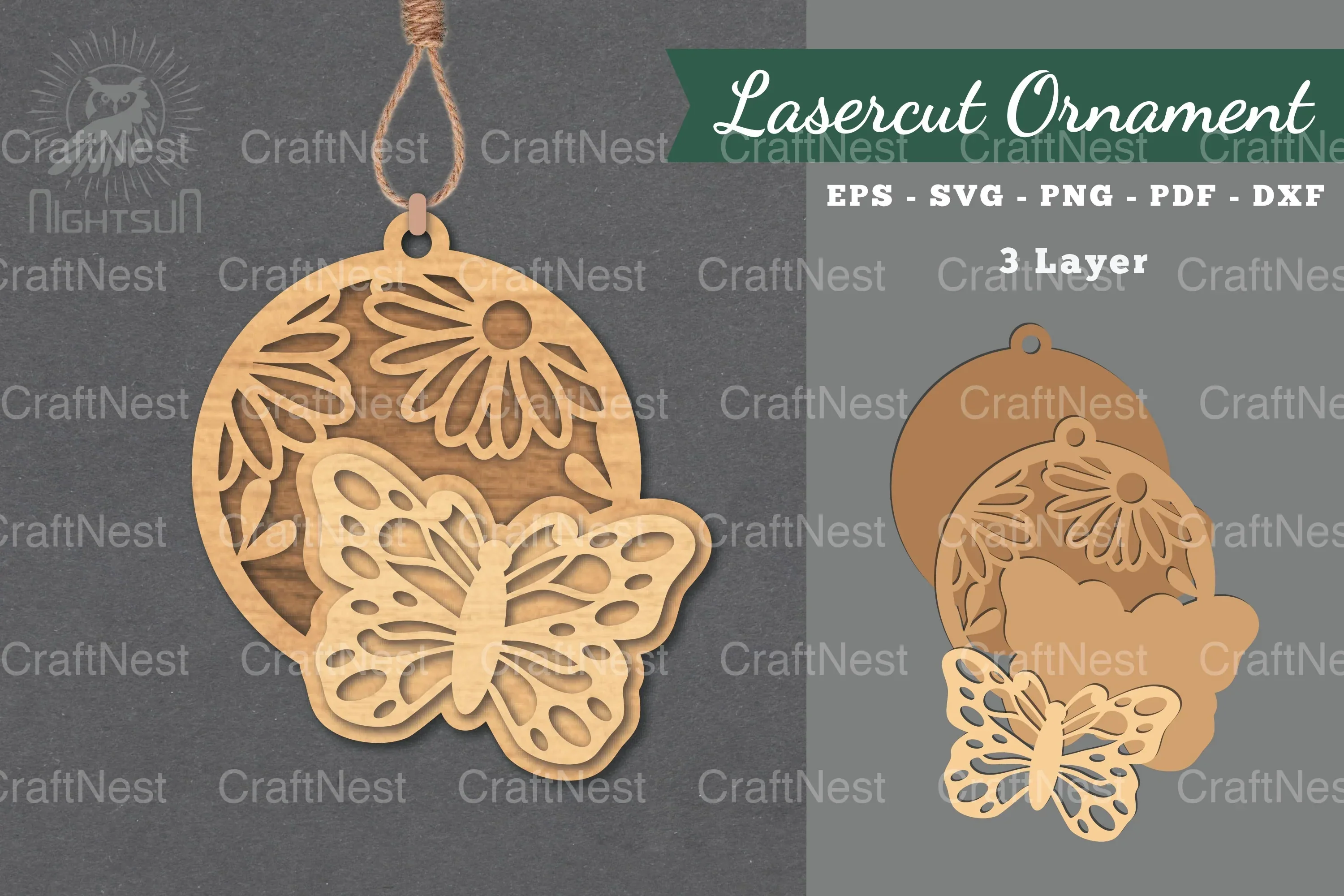 Floral Butterfly Laser Cut Ornament Clipart Bundle