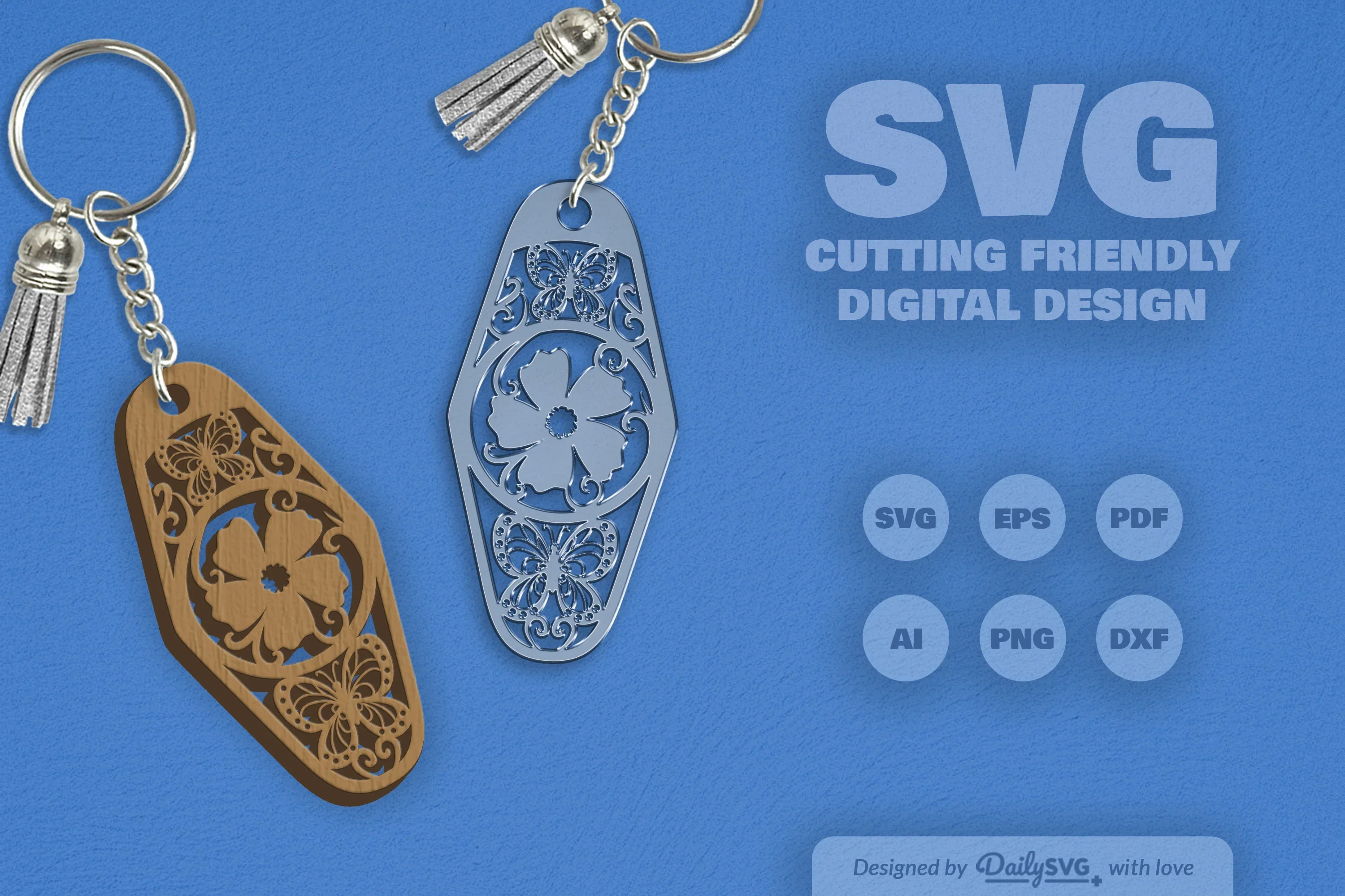 Floral Butterfly Motel Keychain Clipart - Image 8