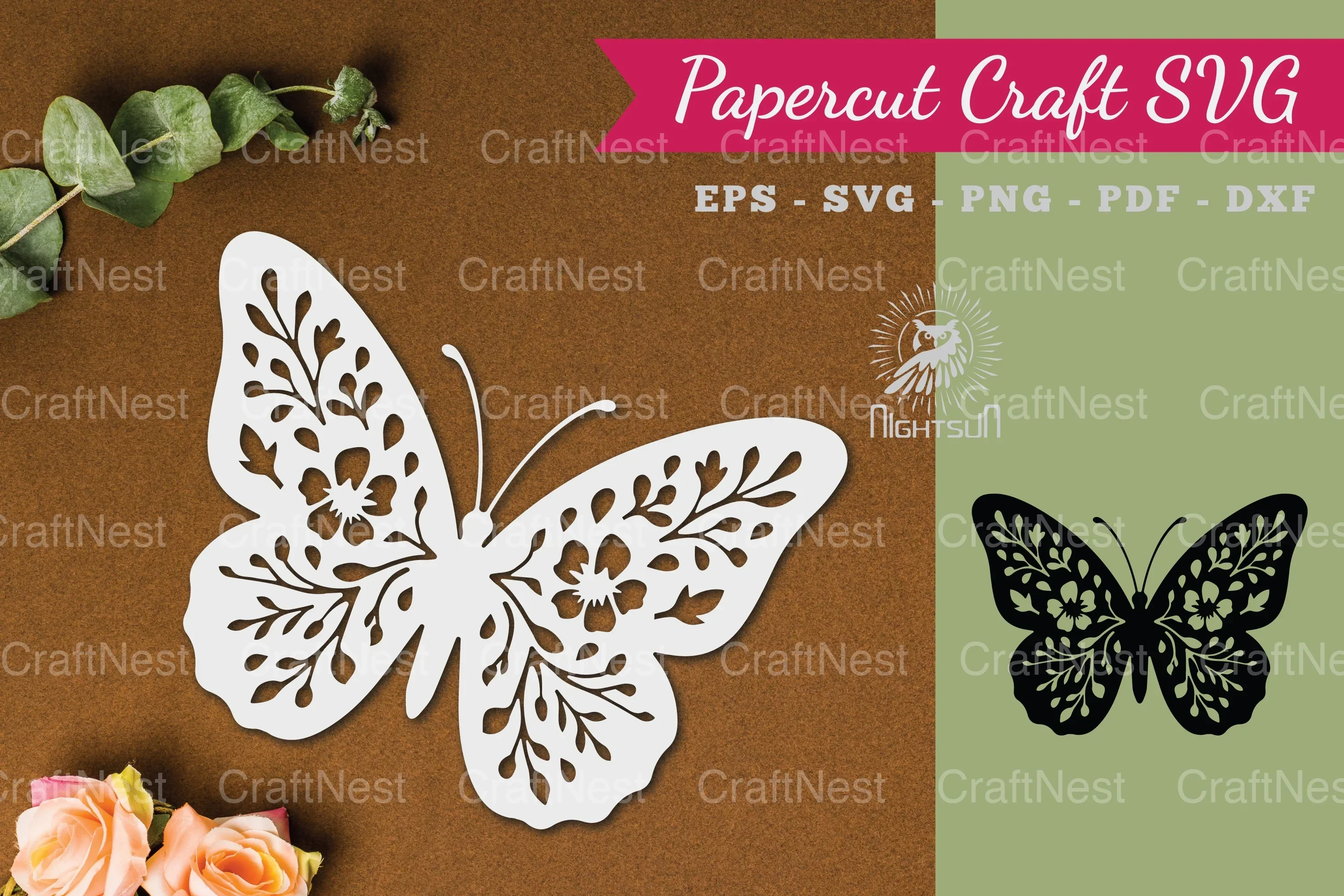 Floral Butterfly Paper Cut Clipart Bundle