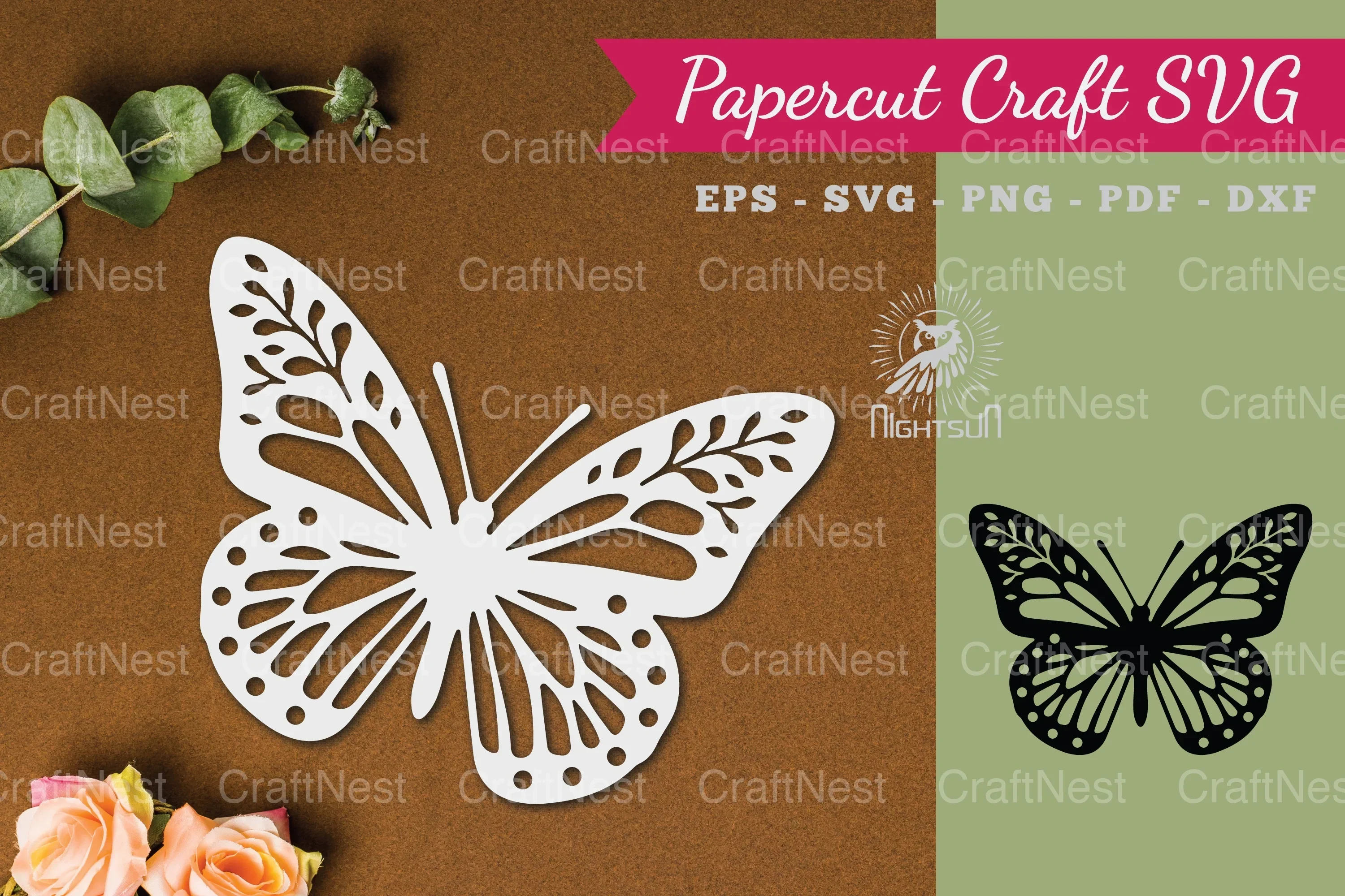 Floral Butterfly Paper Cut Clipart Bundle