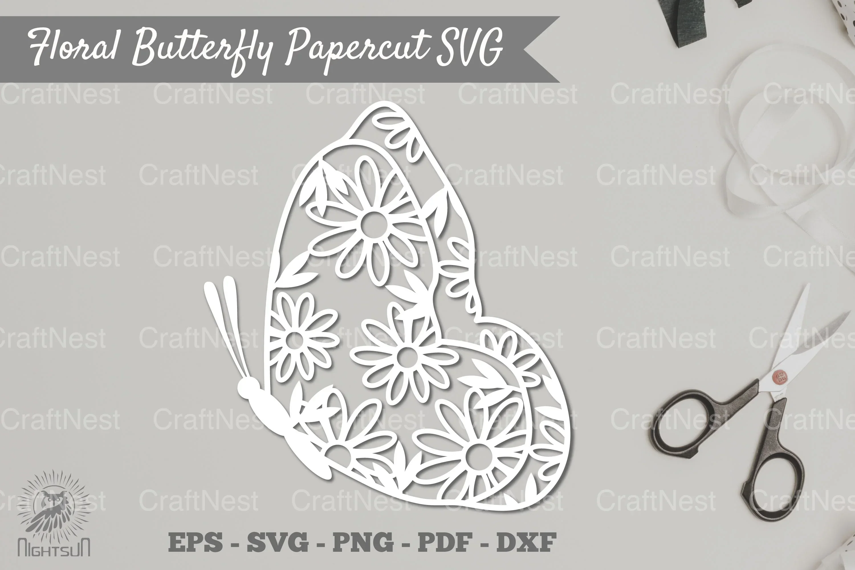 Floral Butterfly Papercut Clipart Bundle