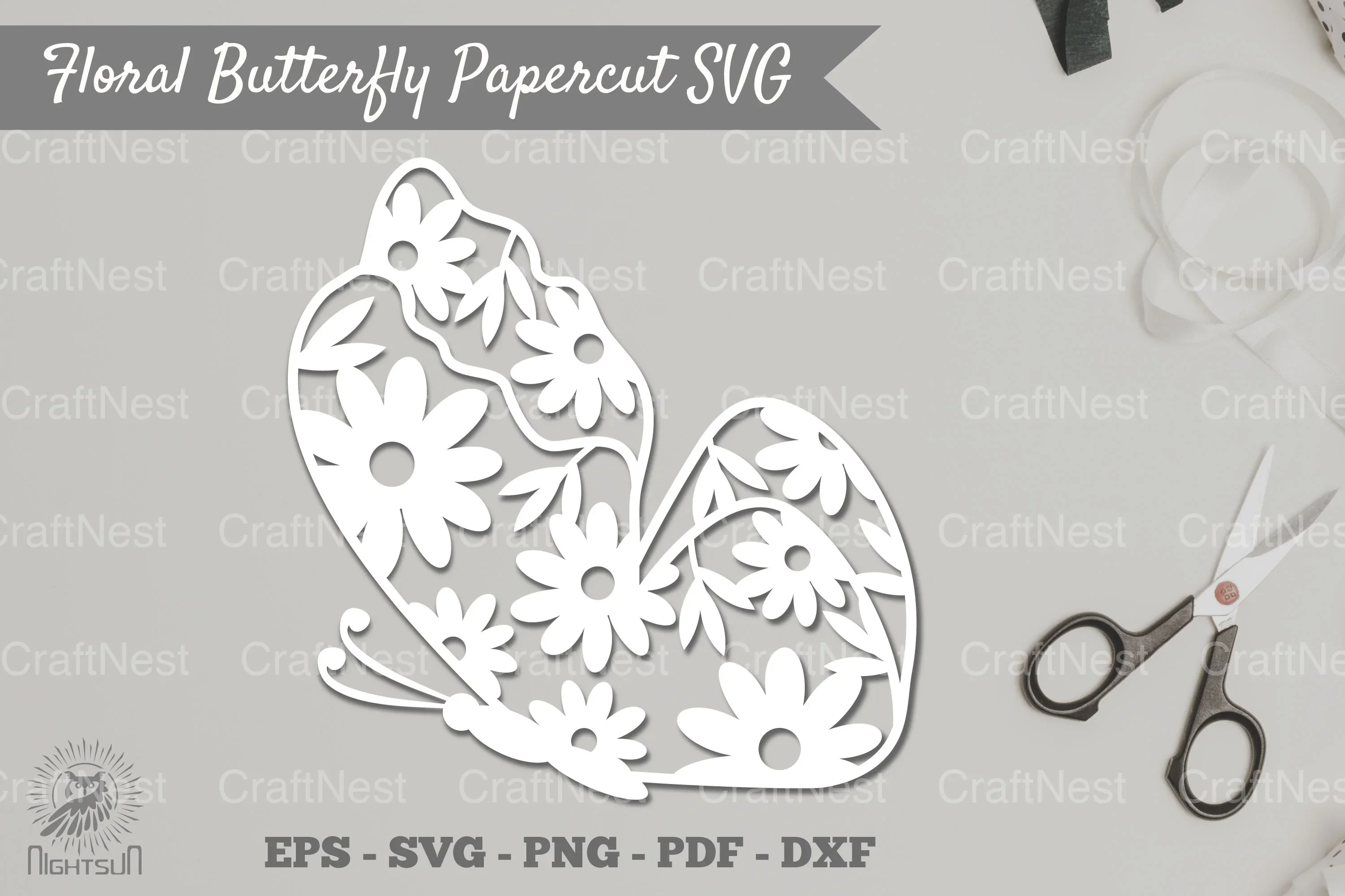 Floral Butterfly Papercut Clipart Bundle