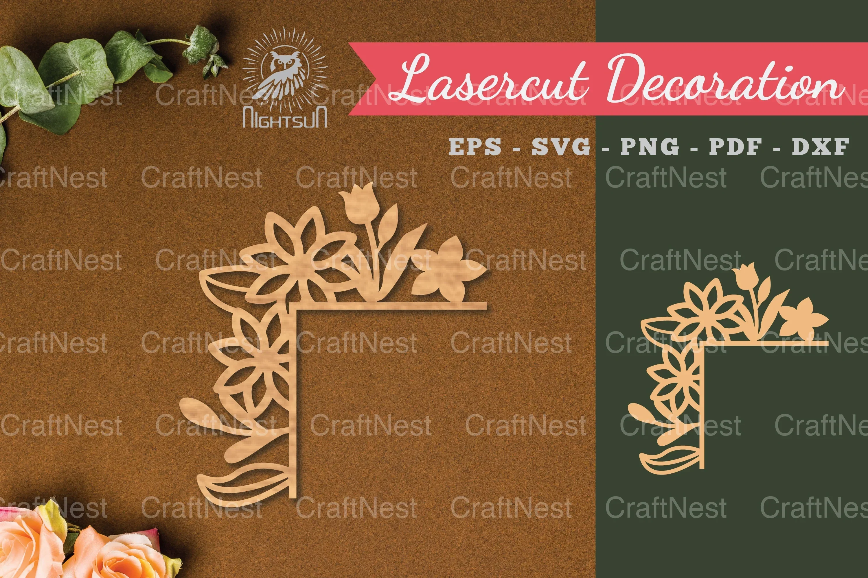 Floral Corner Laser Cut Decoration Clipart Bundle