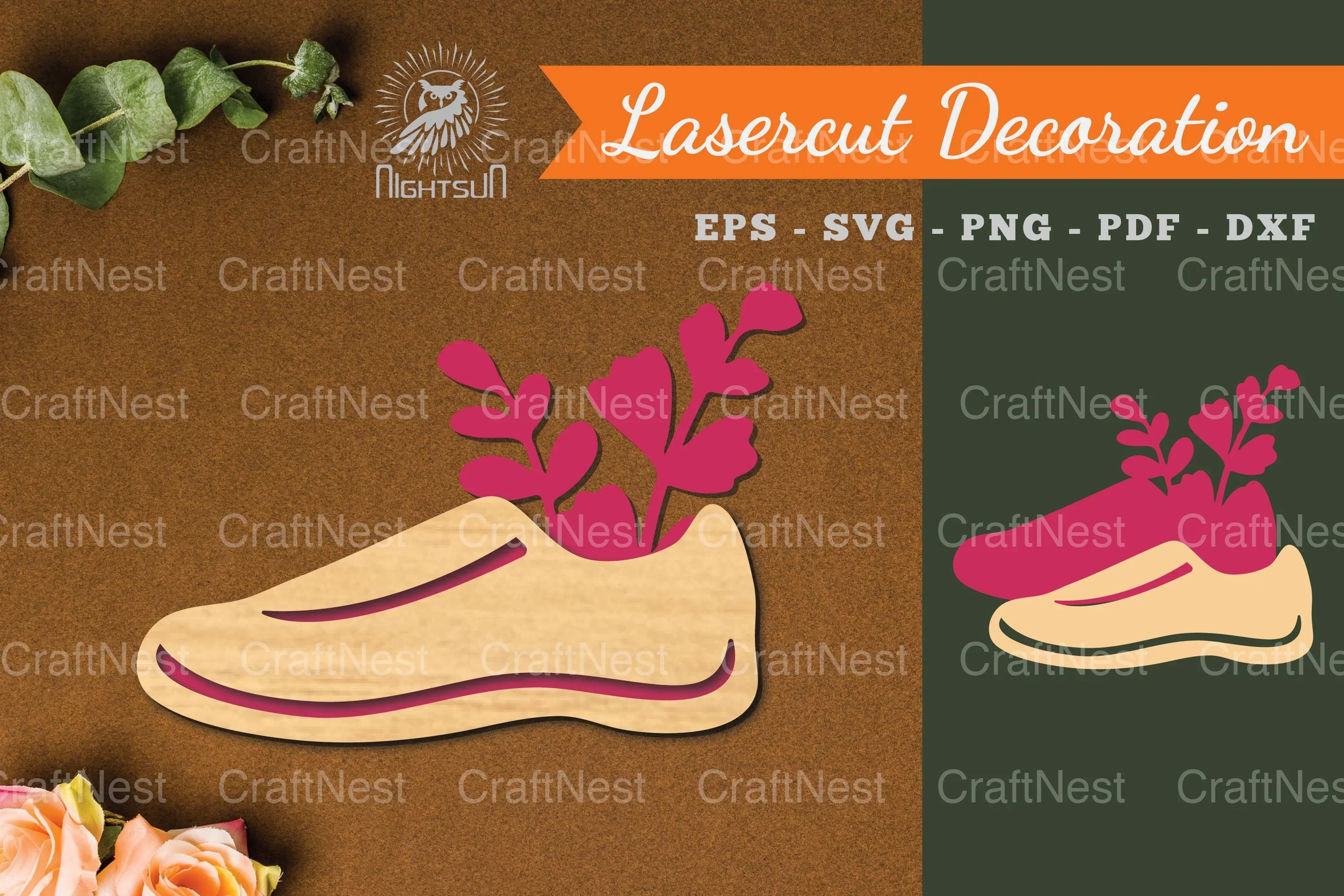 Floral Footwear Laser Cut Decoration Clipart Bundle