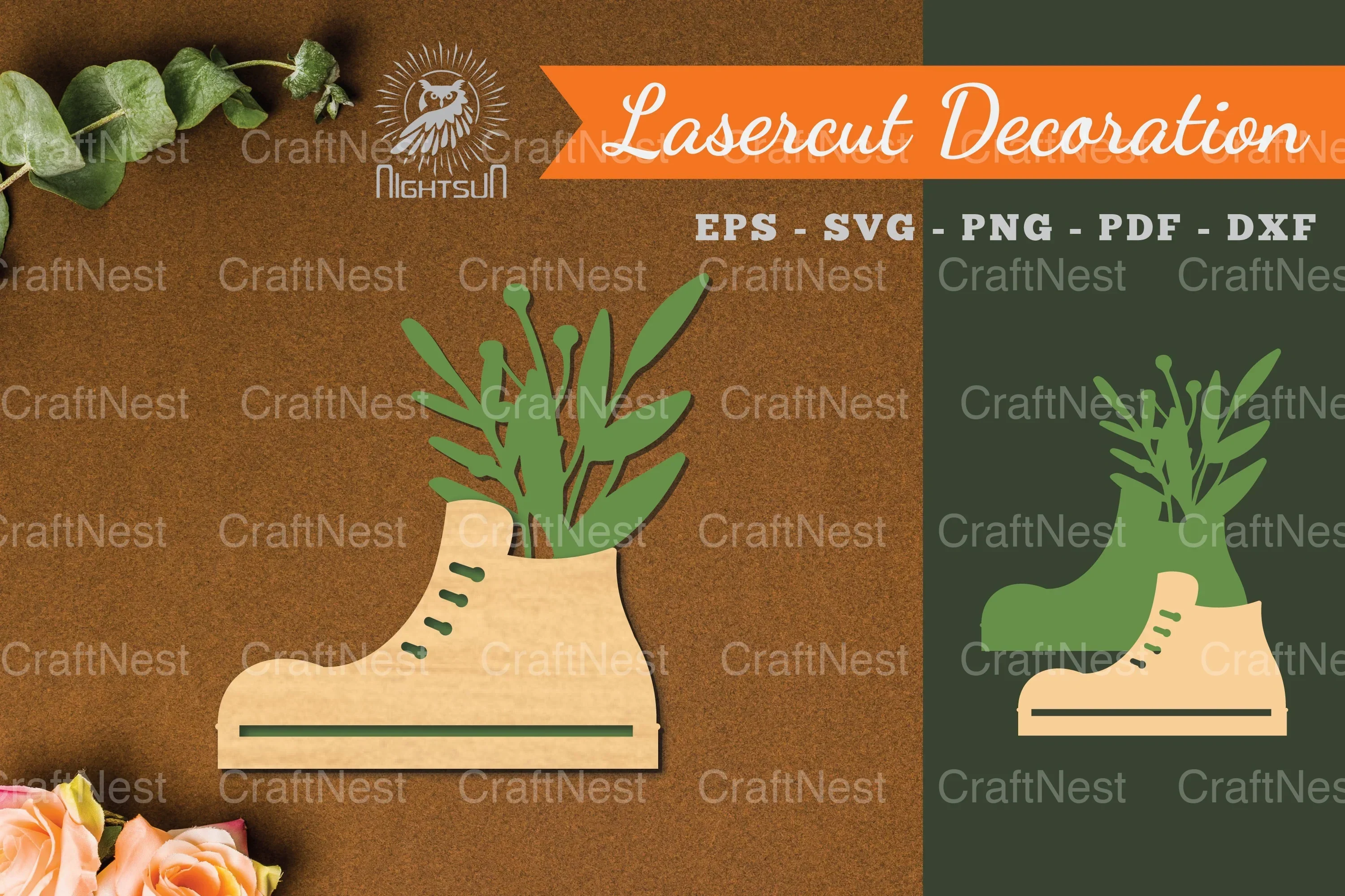 Floral Footwear Laser Cut Decoration Clipart Bundle