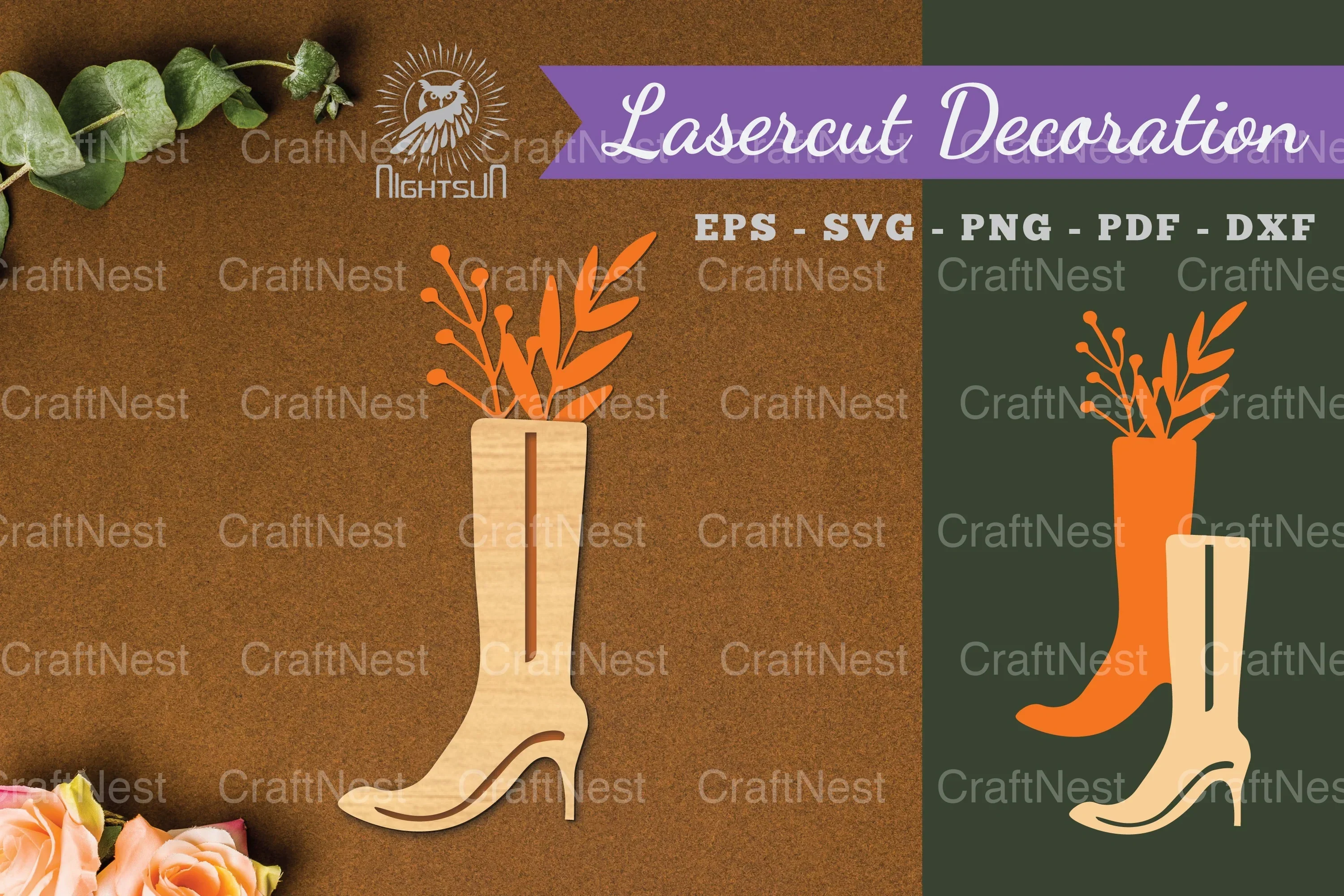 Floral Footwear Laser Cut Decoration Clipart Bundle