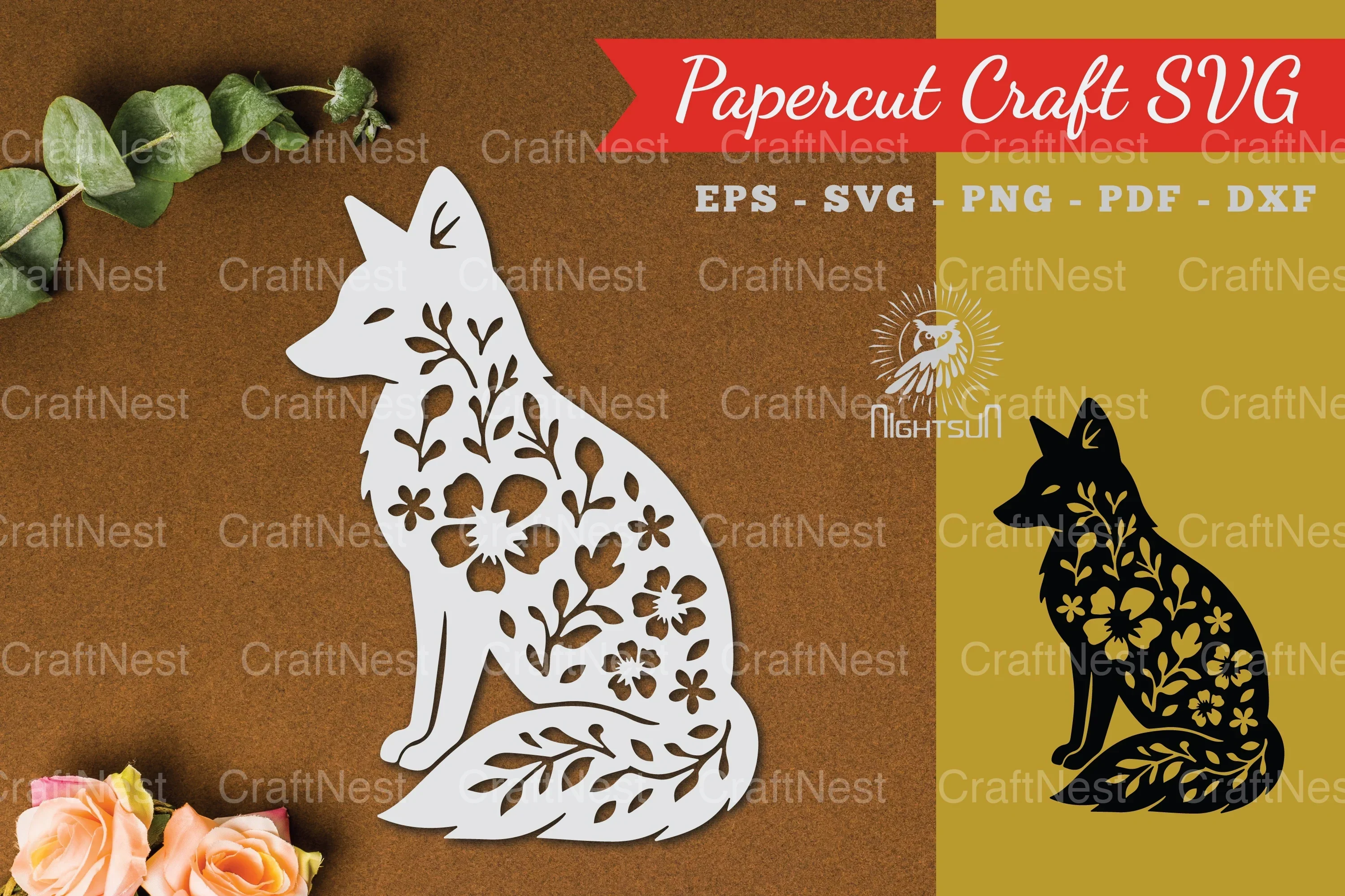 Floral Fox Paper Cut SVG Bundle