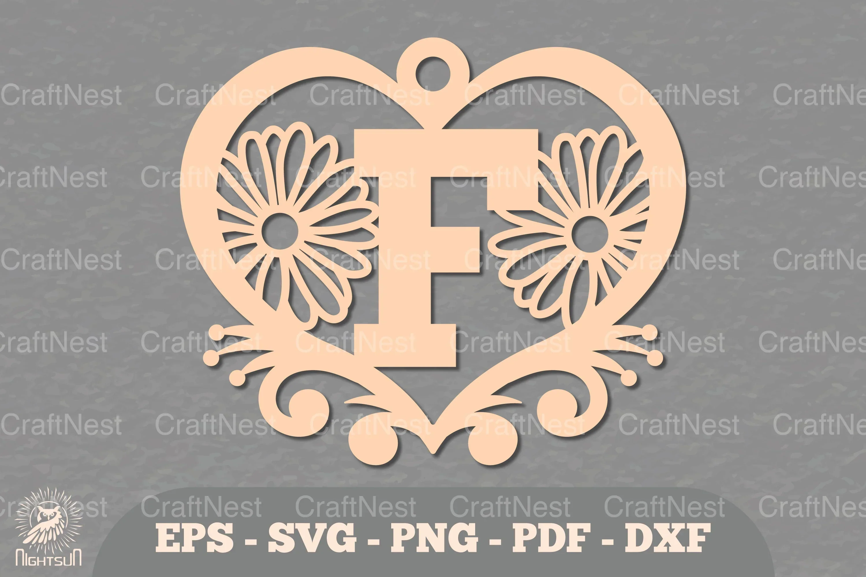 Floral Heart Alphabet Ornament Letter F Clipart Bundle